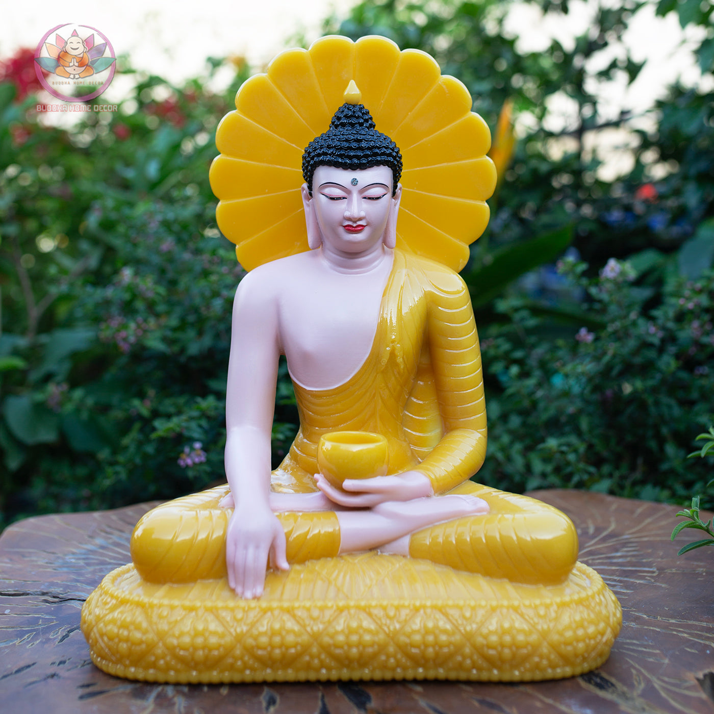 Medicine Buddha Statue – Yellow Quartz Resin Sculpture – Healing Buddha, Zen Meditation Decor, Buddhist Altar Ornament, Spiritual Gift