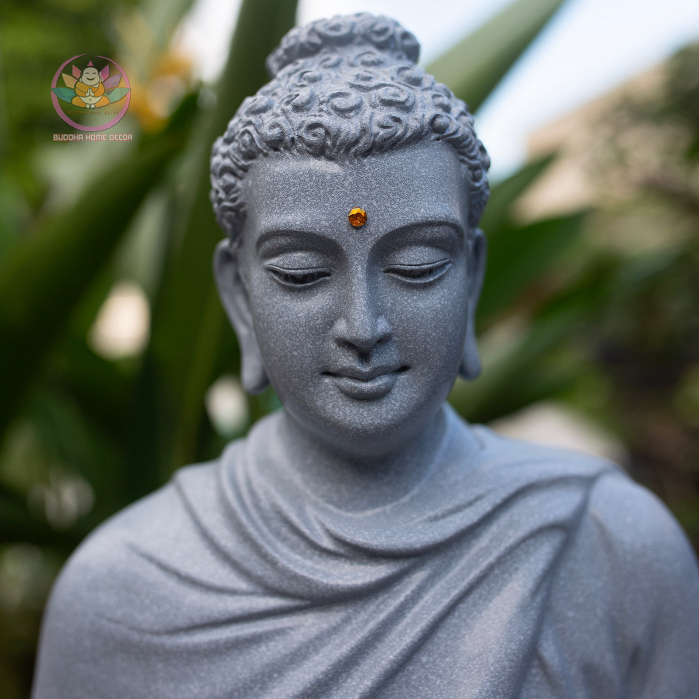 Large Buddha Statue 19.7" – Shakyamuni Meditation Sculpture in Light Stone Finish
