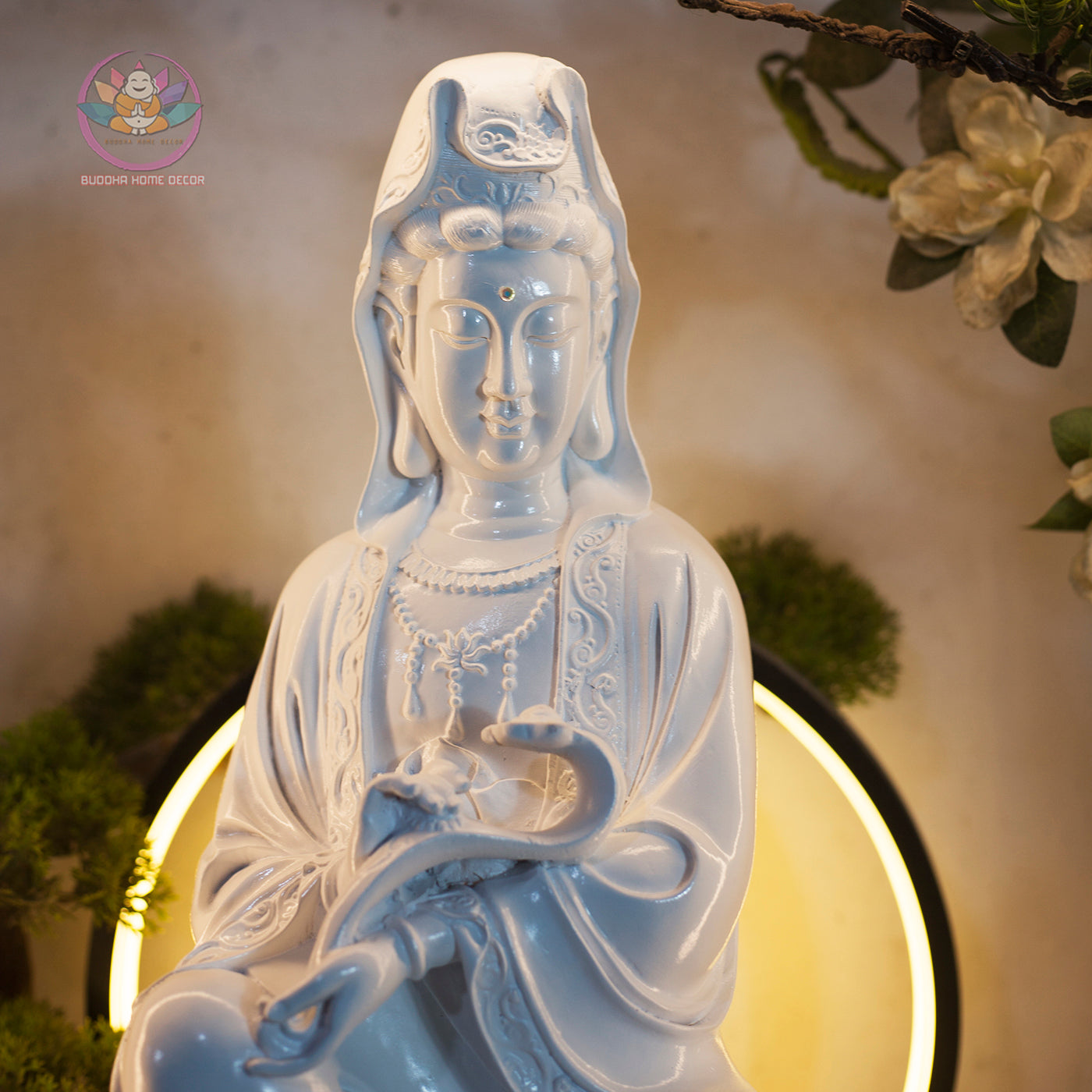 Bronze Guanyin Statue – 18.9" Resin Kwan Yin Bodhisattva Figurine – Zen Home Altar, Meditation Room, Spiritual Decor Gift