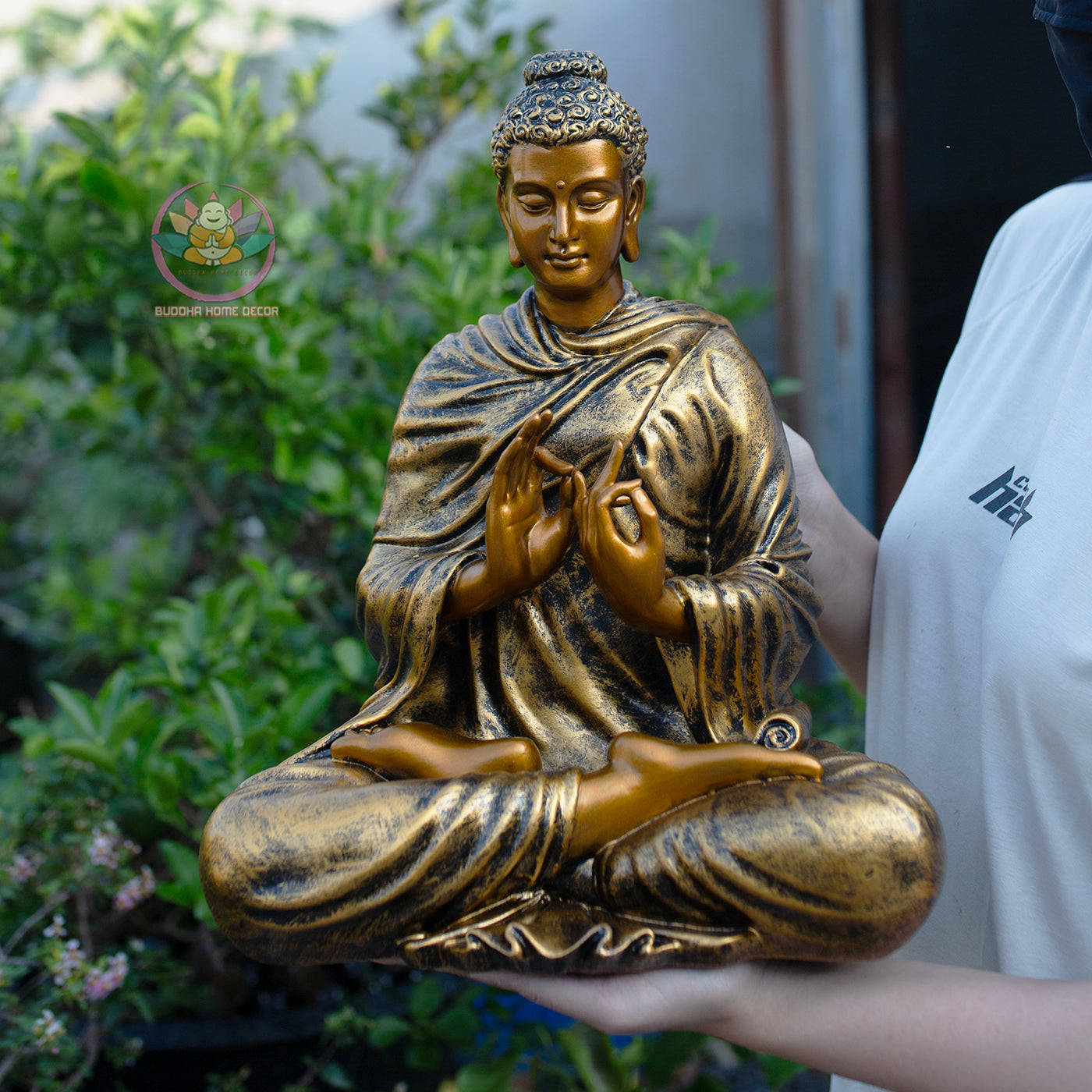 Shakyamuni Buddha Dharmachakra Mudra Statue, Antique Bronze Finish, Handcrafted Buddhist Sculpture, Meditation Zen Decor, Spiritual Gift