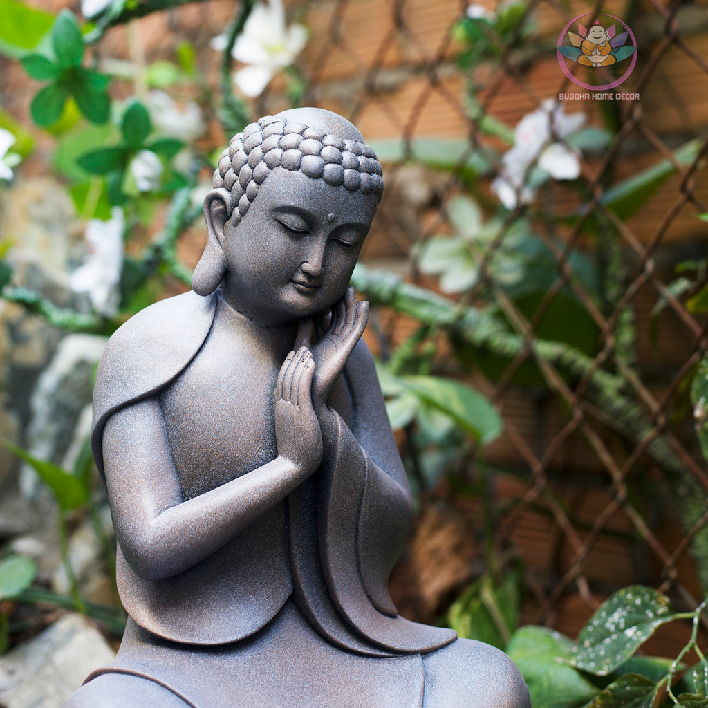 Minimalist Peaceful Buddha Statue – 13.8" (35cm) Minimalist Resin Sculpture | Handcrafted Zen Decor | Modern Meditation Gift