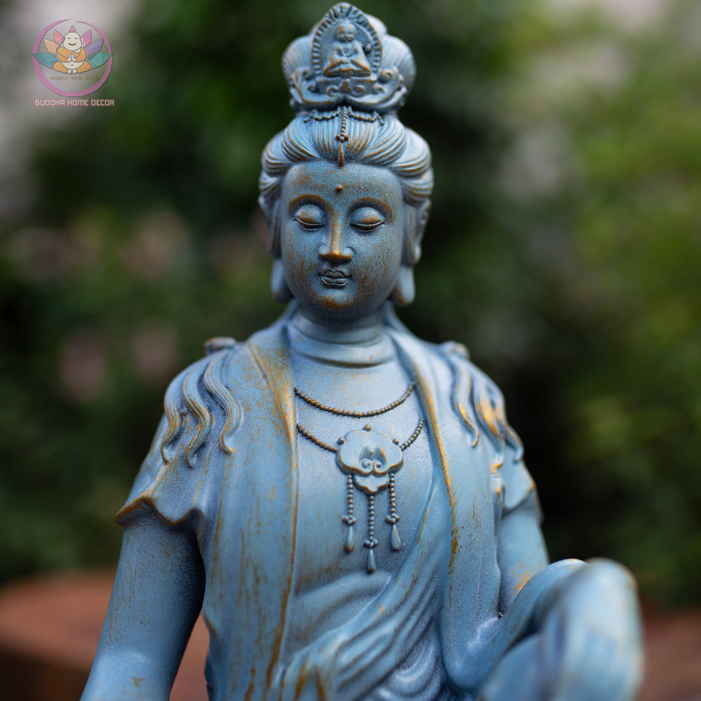 Seated Guanyin Buddha Statue 9.8" – Resin Kwan Yin Figurine, Goddess of Mercy Sculpture, Zen Home Meditation Altar Decor Gift
