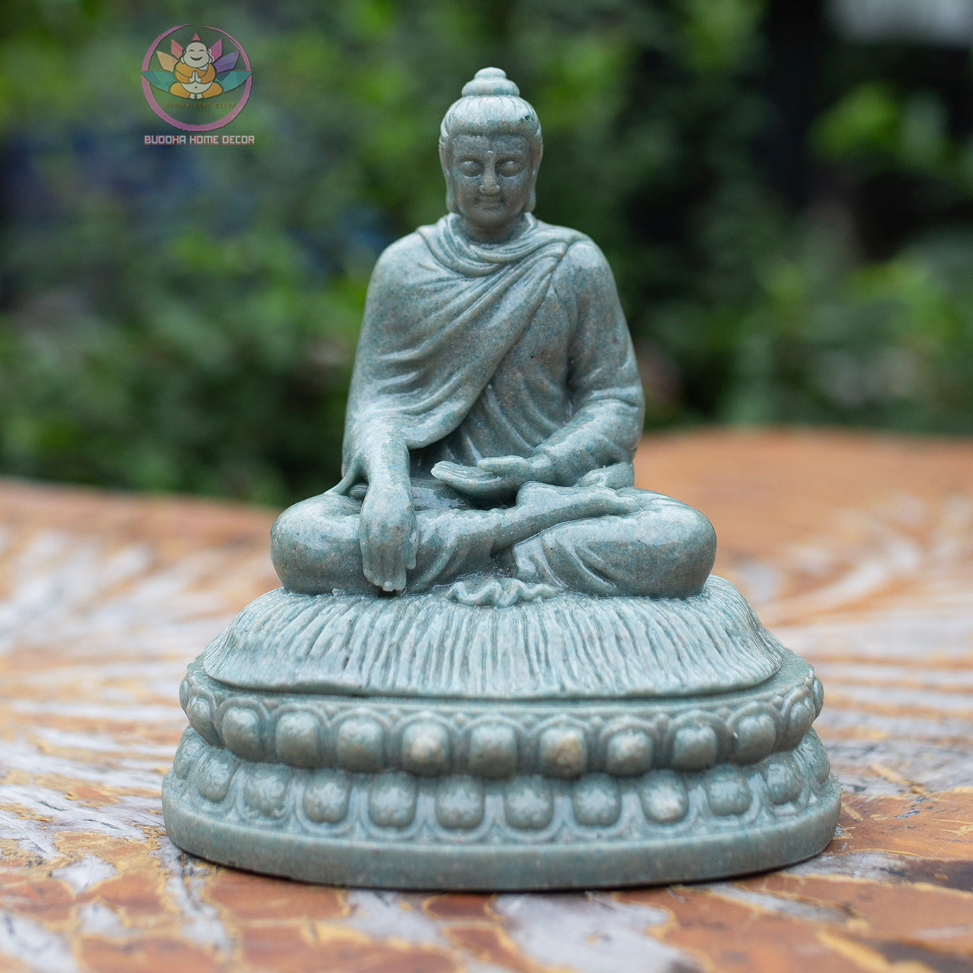 Mini Shakyamuni Buddha Statue – 5.1" Resin Stone Figurine | Small Meditating Buddha on Lotus