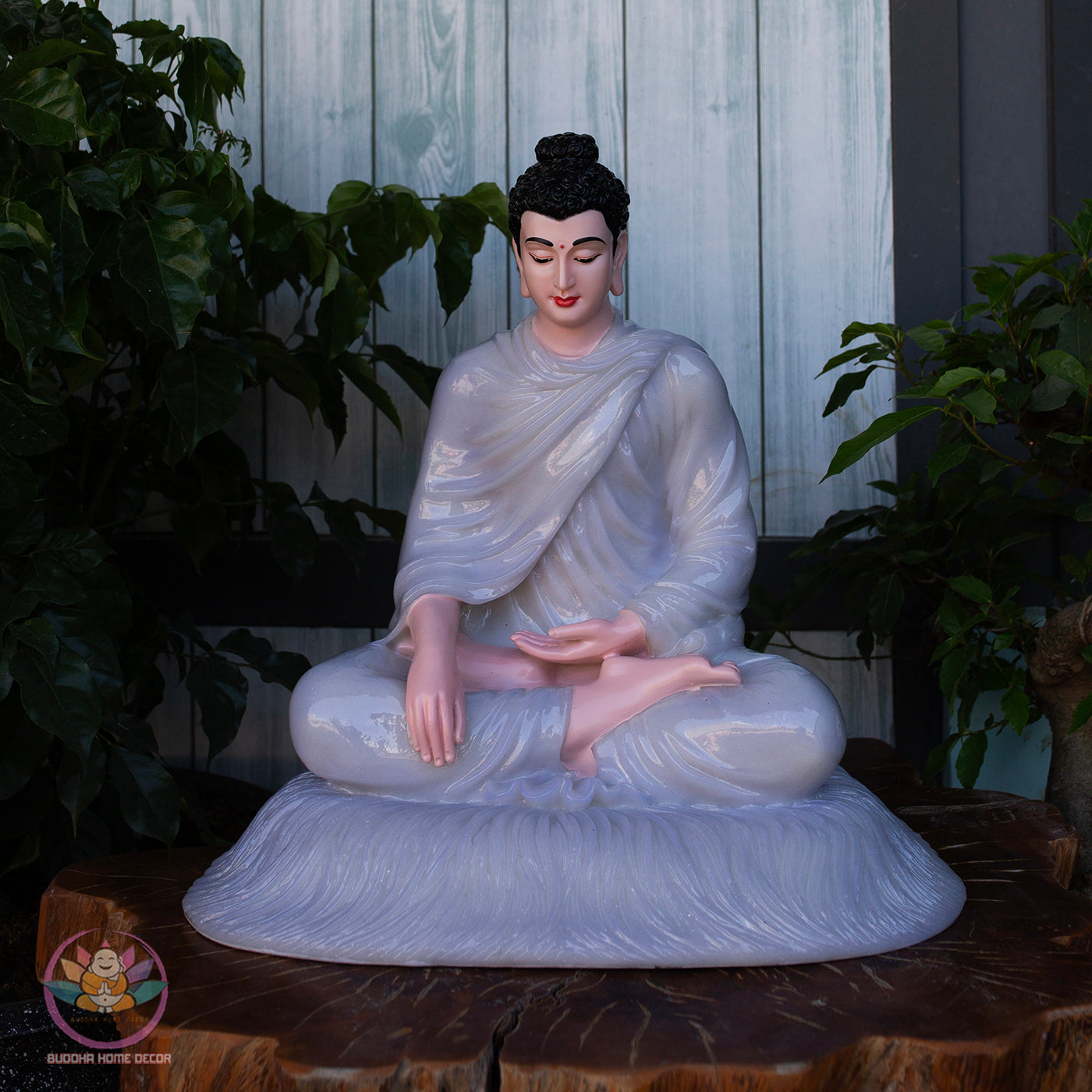 Quartz Stone Look Buddha Statue – 17.7" (45cm) | Shakyamuni Meditation Sculpture | Handcrafted Altar Decor | Vietnamese Buddhist Art
