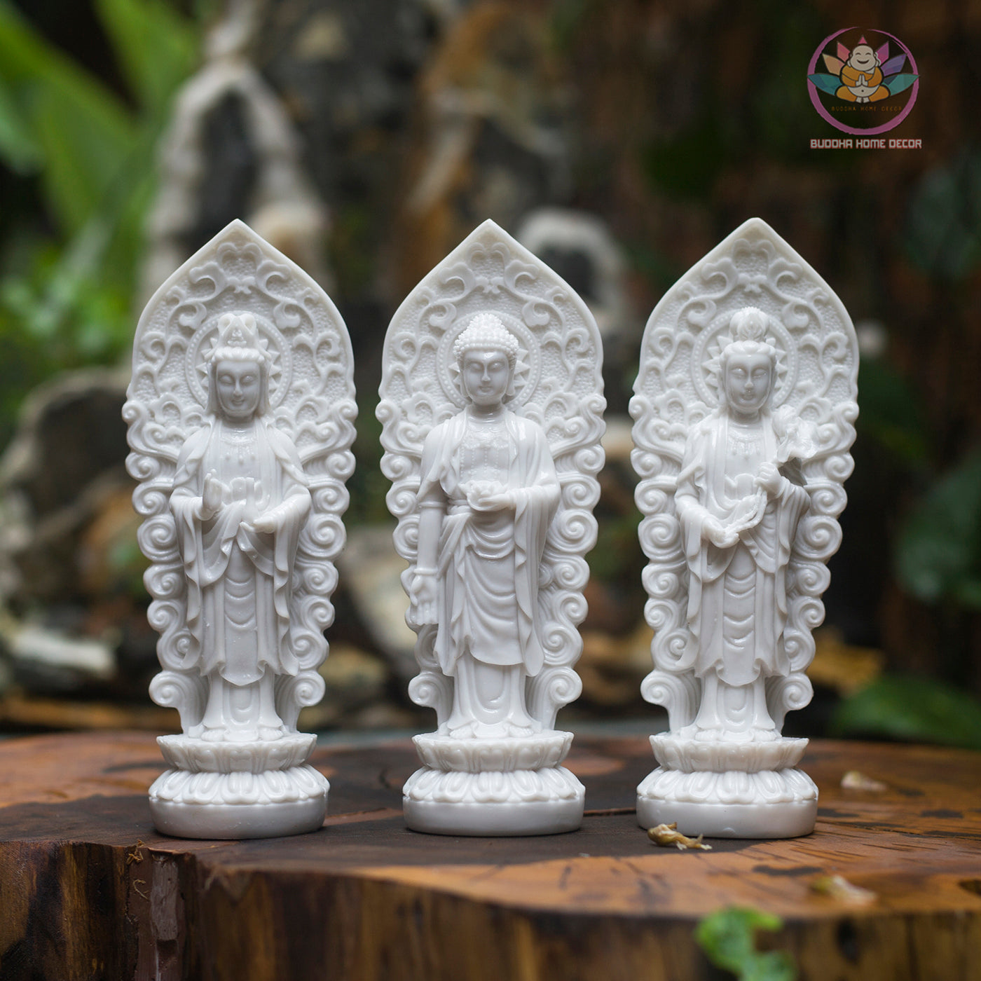 Amitabha Buddha Statue Set | Western Trinity Buddha 18cm | Guanyin & Mahasthamaprapta Figurines | Buddhist Altar Decor | Small Buddha Statue