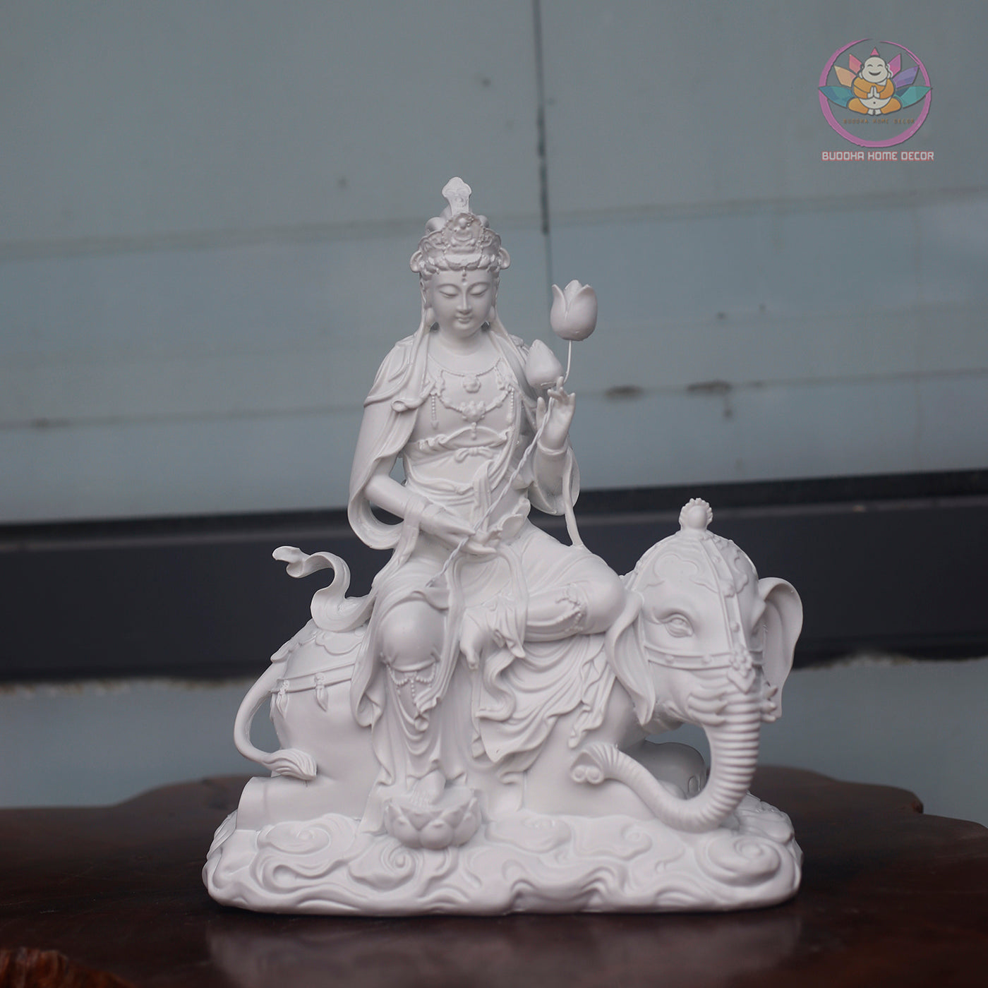 Manjushri & Samantabhadra Statue Set 11.8” | Buddhist Deity Figurines | Resin Sculpture for Altar, Zen Home, Meditation Decor