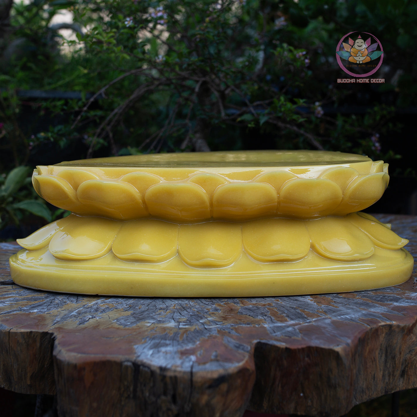 Shakyamuni Buddha Statue on 2-Layer Lotus Base – 50cm | Yellow Quartz Finish | Meditation Buddha | Spiritual Home Decor