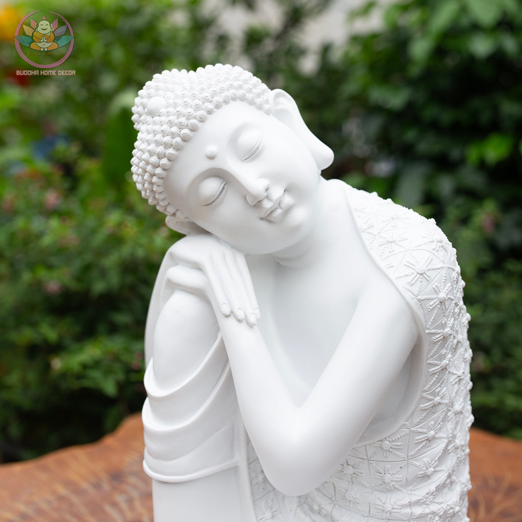 Resting Buddha Statue – 14.2" (36cm) Peaceful Meditation Figure | Handcrafted Resin Sculpture | Zen Decor in 3 Colors | Vietnamese Statue