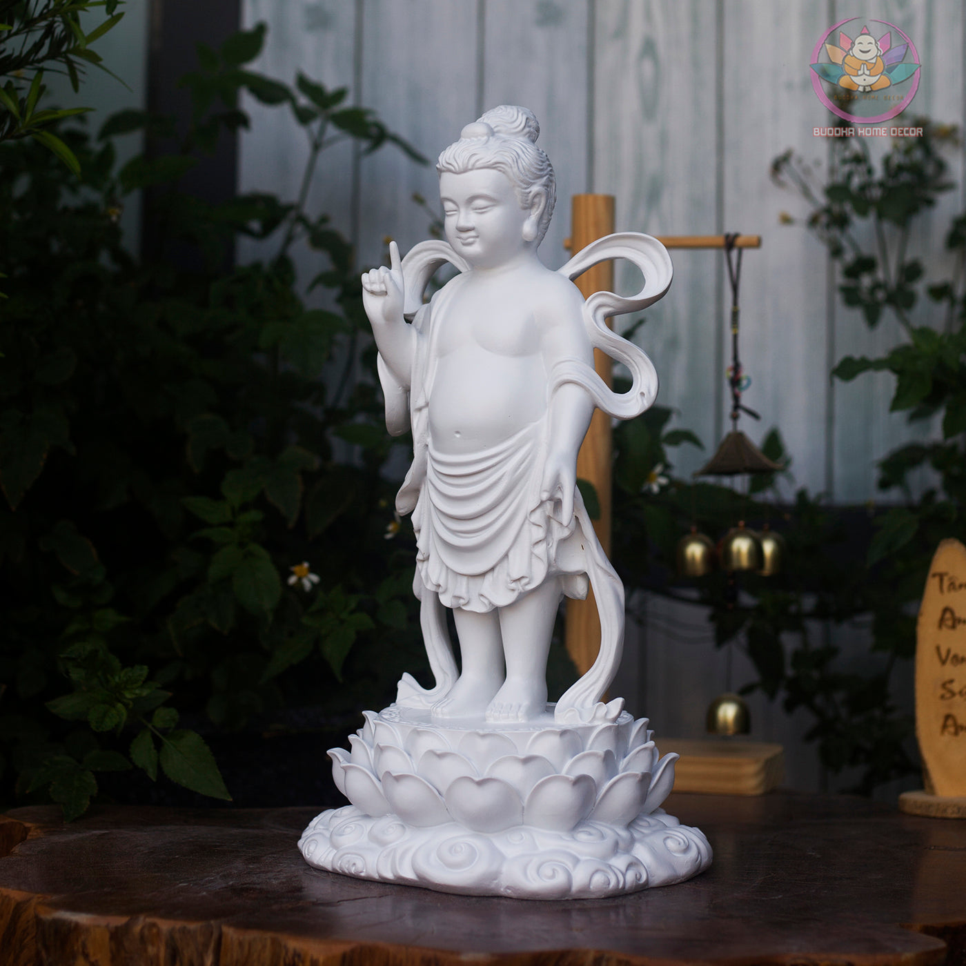 Baby Buddha Statue 15.7" – Resin Prince Siddhartha Birth of Buddha Figurine, Phật Đản Sanh Sculpture for Vesak, Buddhist Altar Decor