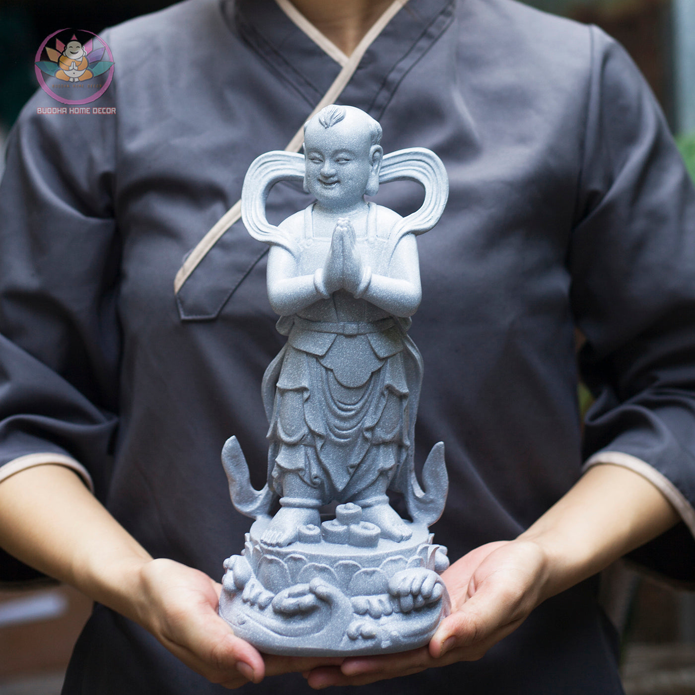 Heavenly Attendant Statue Set 11.8” | Boy & Girl Attendants (Tien Dong Ngoc Nu) | Resin Figurines for Altar, Buddhist Decor