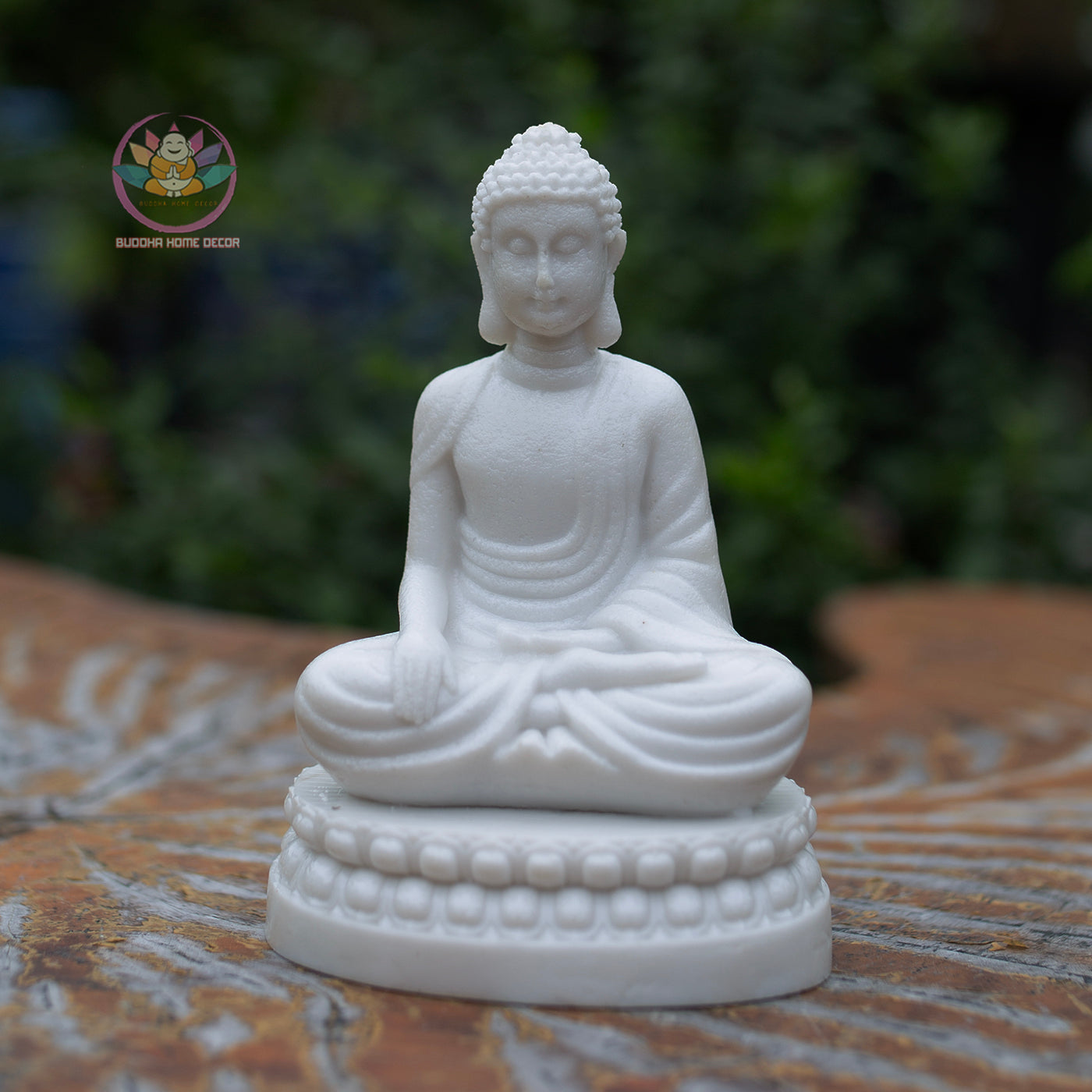 White Shakyamuni Buddha Statue 5" | Composite Resin and Stone Powder