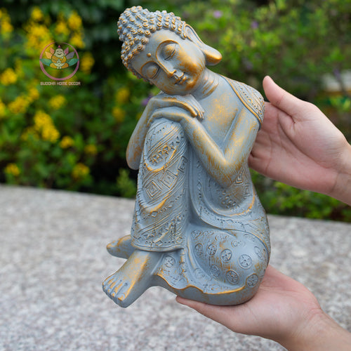 Antique bronze blue Sleeping Buddha Statue for Home Decor – Handmade Zen Buddha Sculpture