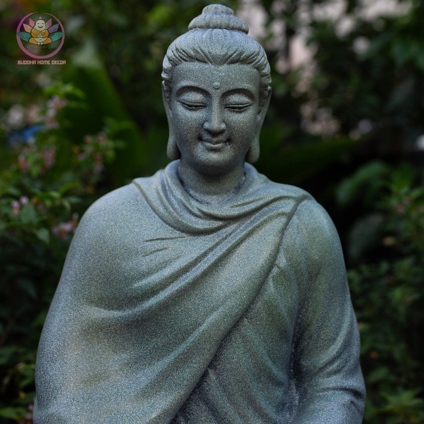 Granite-Style Buddha Statue – 13.8" (35cm) Meditation Pose | Stone-Look Resin Shakyamuni | Handcrafted Zen Decor from Vietnam