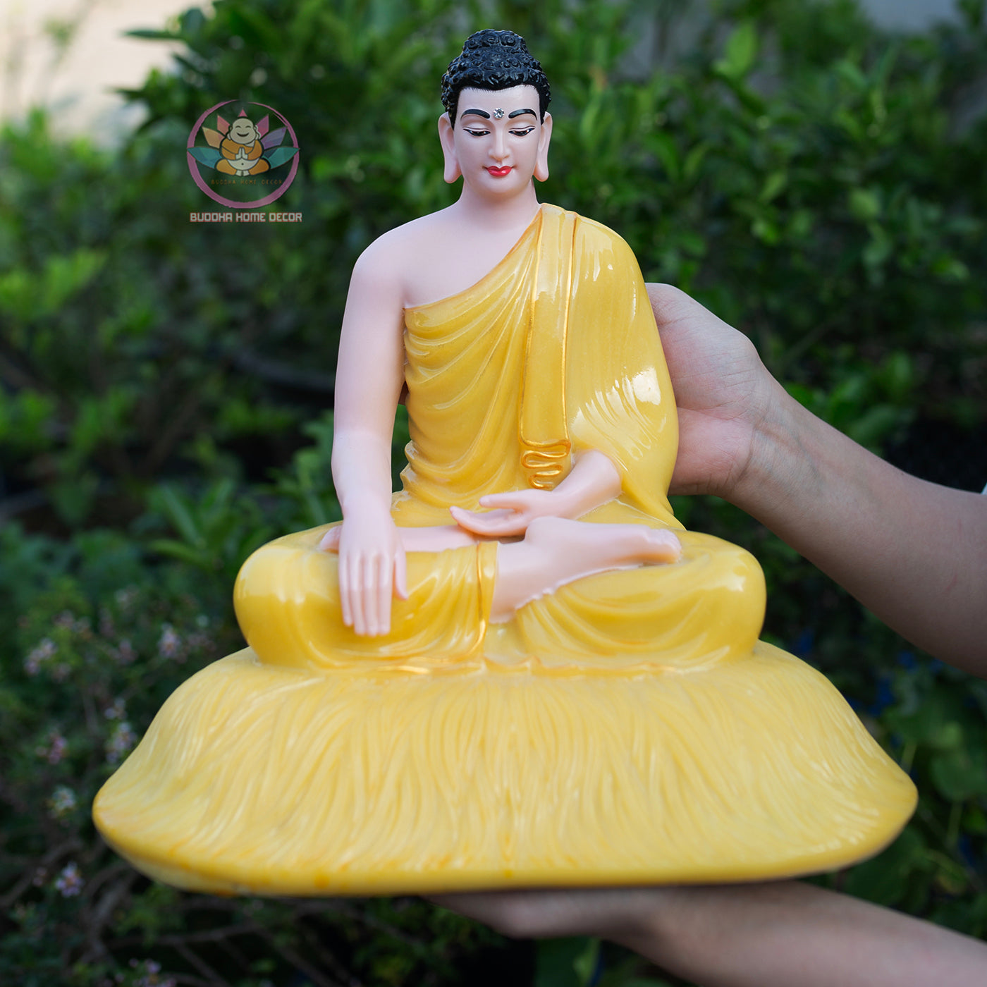 Shakyamuni Buddha Statue Yellow Stone Finish, Meditation Buddha Sculpture, Zen Buddhist Decor, Dhyana Mudra Buddha, Spiritual Home Altar Statue