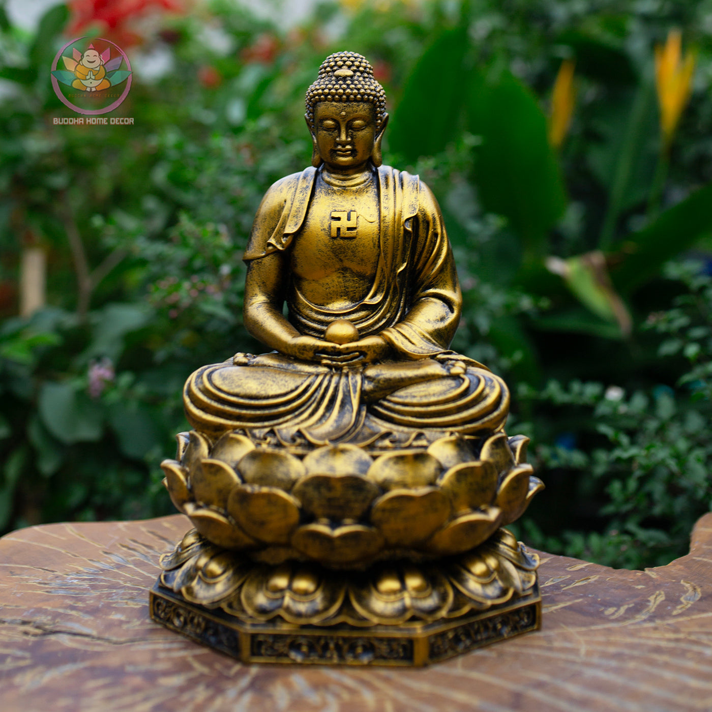 Medicine Buddha Statue – Antique Bronze Resin Sculpture – Healing Buddha, Zen Meditation Decor, Buddhist Altar Ornament, Spiritual Gift