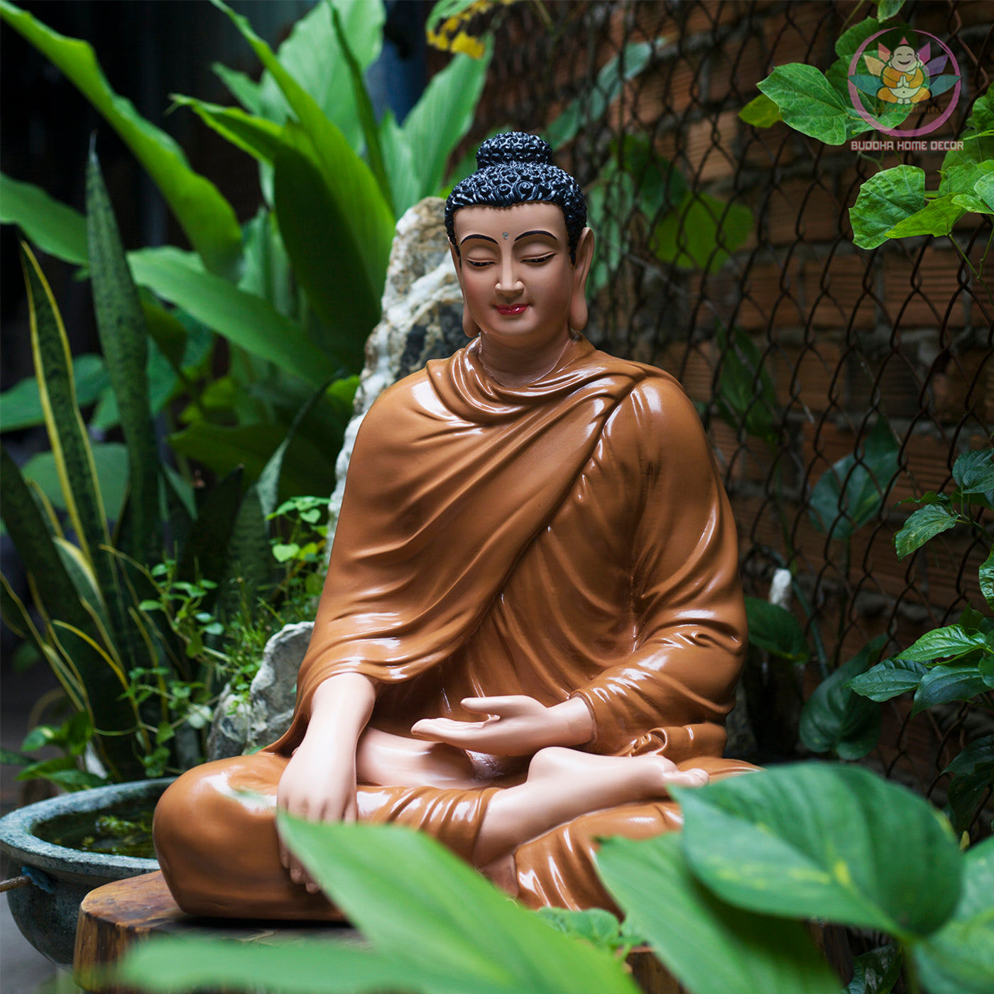 Blue-Grey Buddha Statue – 19.7" (50cm) Shakyamuni in Meditation | Satin Resin Finish | Handcrafted Buddhist Decor from Vietnam