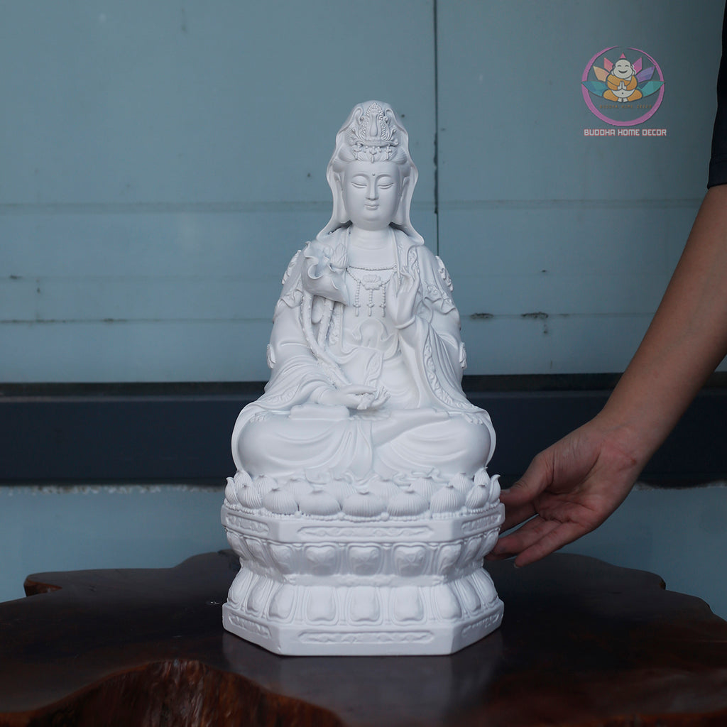 Seishi Bodhisattva Statue 15.7” | Mahasthamaprapta Figurine | Resin Sculpture for Altar, Zen Home, Meditation, Buddhist Gift