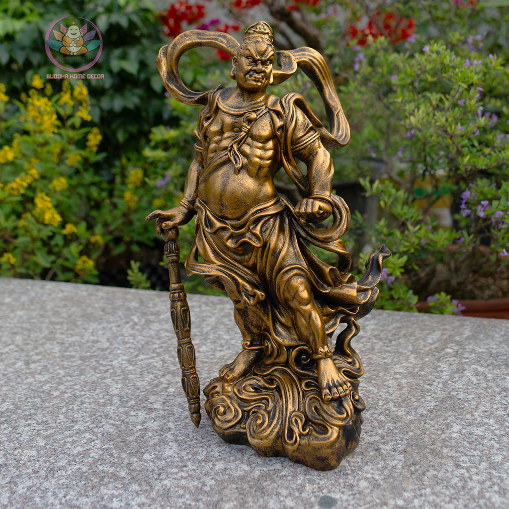 Antique Bronze Vajra Guardian Statues – Handmade Buddhist Temple Decor Set