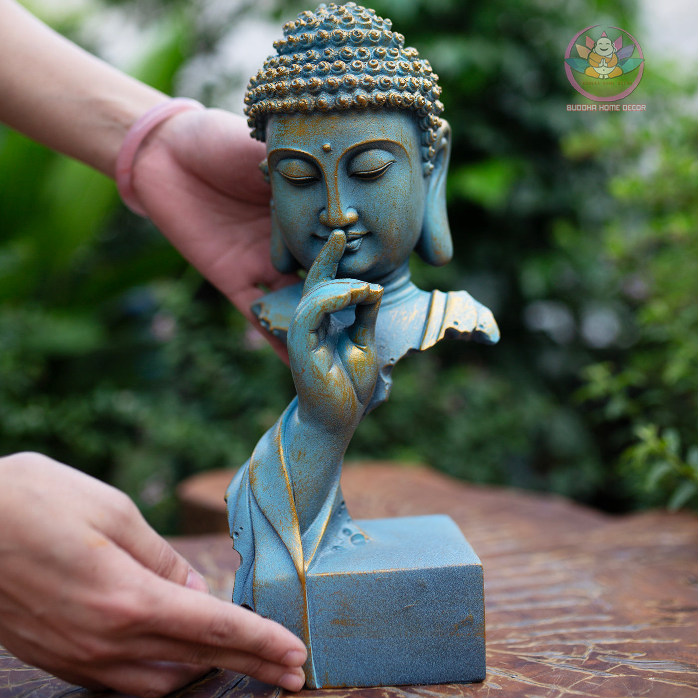 Blue Buddha Bust Statue Resin Sculpture – Zen Home Decor, Meditation Altar Figurine, Spiritual Gift, Yoga Room Accent