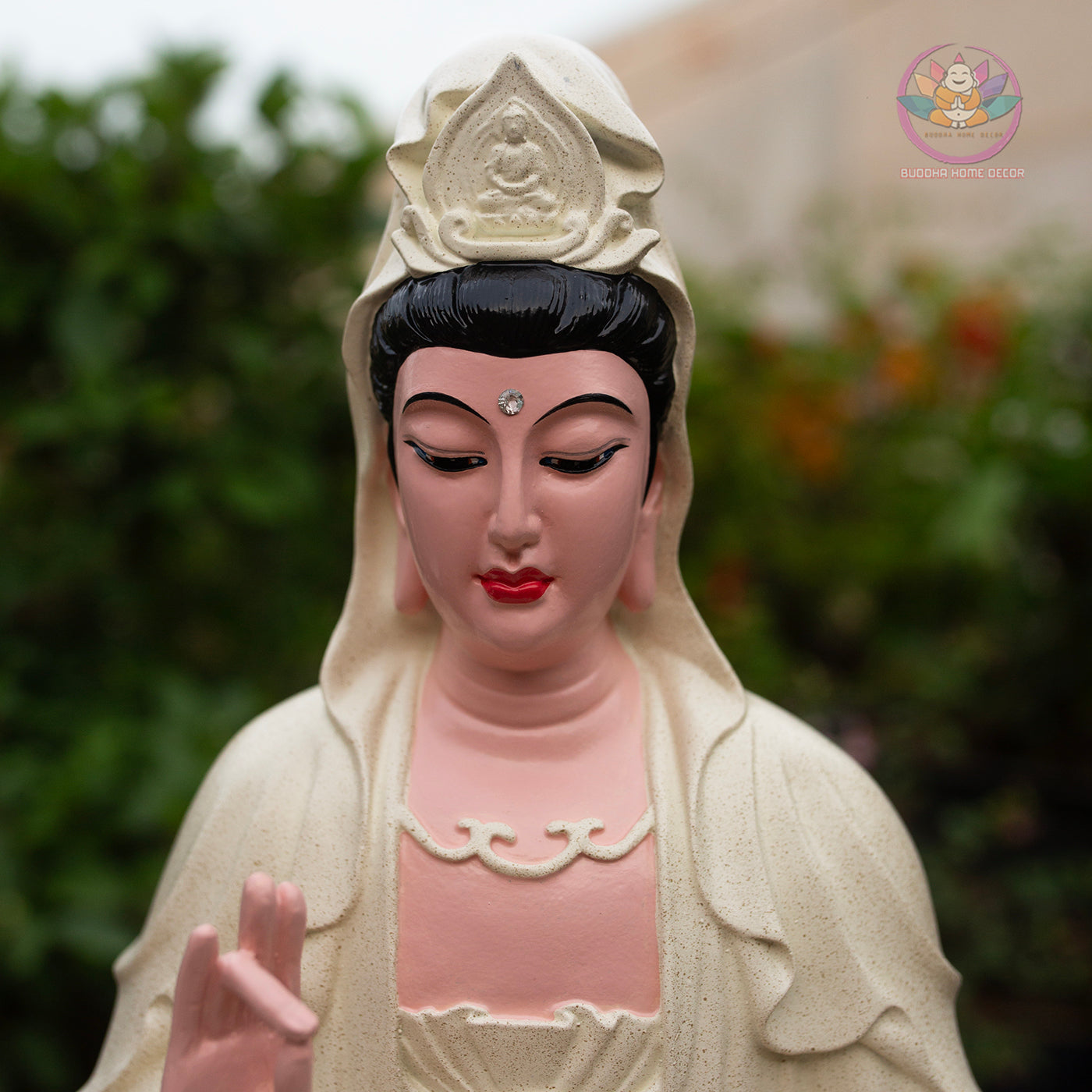 Guanyin Bodhisattva Statue 17.7" – Kwan Yin Seated on Lotus Pedestal, Goddess of Mercy Sculpture
