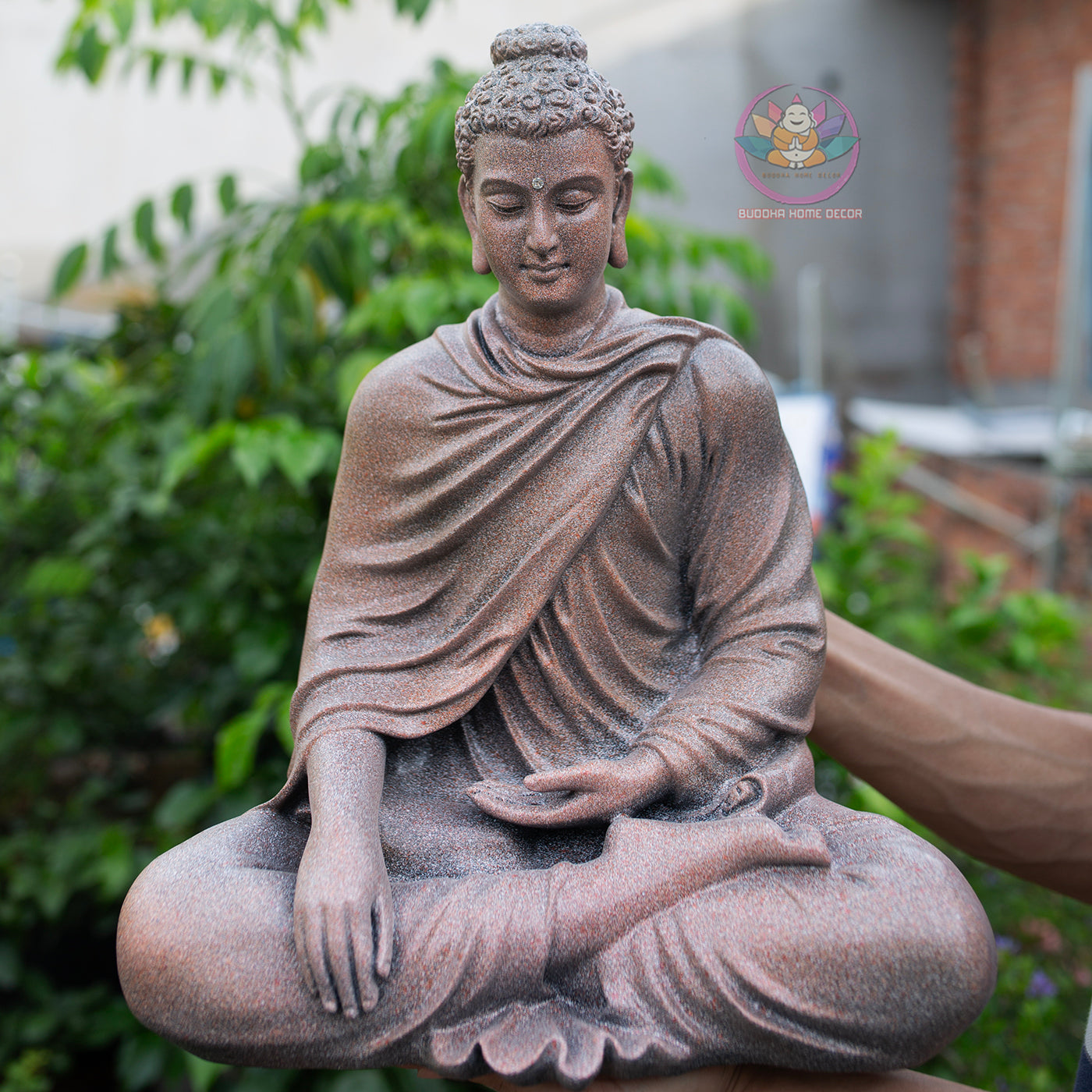 Shakyamuni Buddha Statue 14.5" – Antique Stone Finish Seated Buddha Meditation Sculpture
