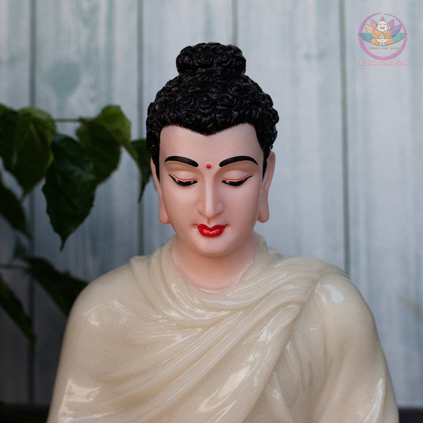Quartz Stone Look Buddha Statue – 17.7" (45cm) | Shakyamuni Meditation Sculpture | Handcrafted Altar Decor | Vietnamese Buddhist Art