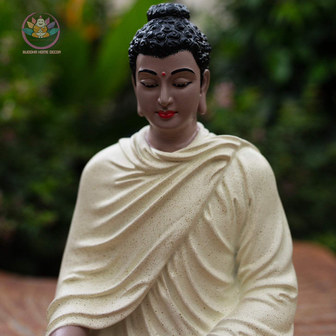 Yellow Buddha Statue 9.4" – Ceramic-Style Resin Meditation Figurine, Shakyamuni Sculpture, Zen Buddhist Altar Decor, Spiritual Gift