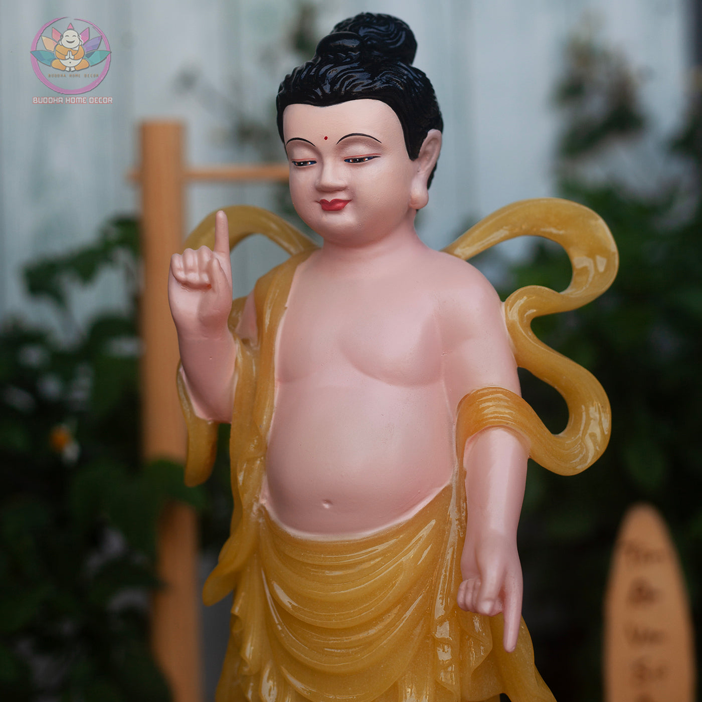 Baby Buddha Statue 15.7" – Resin Prince Siddhartha Birth of Buddha Figurine, Phật Đản Sanh Sculpture for Vesak, Buddhist Altar Decor