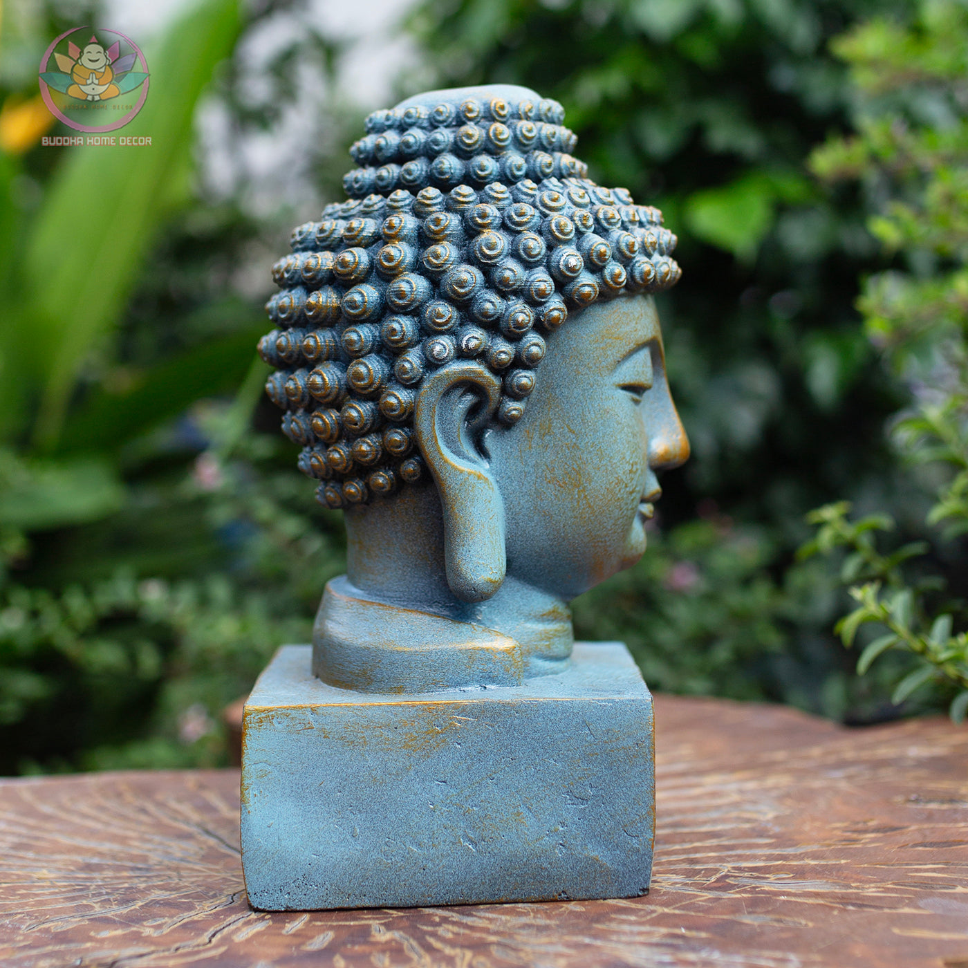 Blue Buddha Head Statue Resin Sculpture – Zen Home Decor, Meditation Altar Figurine, Yoga Studio Accent, Spiritual Gift