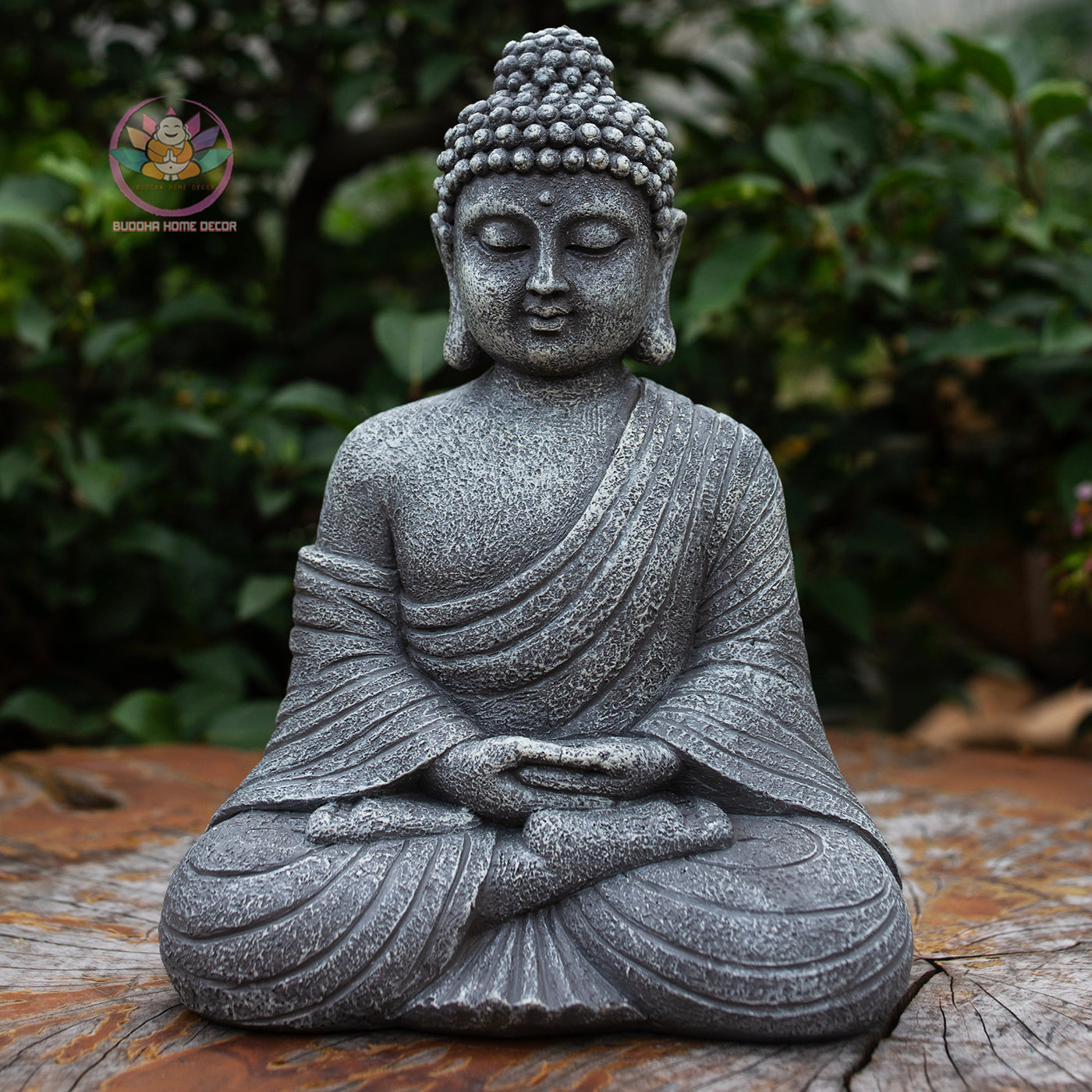 Shakyamuni Buddha Statue 9.4" | Composite Resin and Stone Powder | Antique Stone Finish