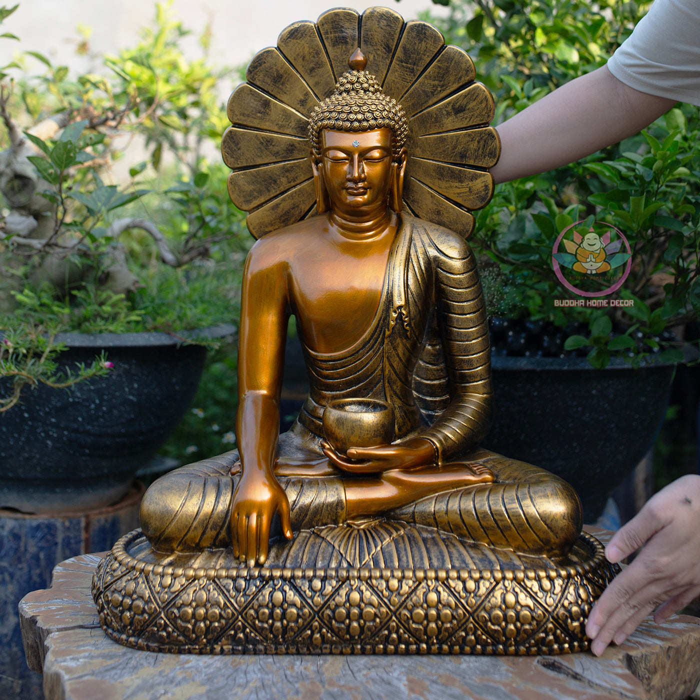Shakyamuni Buddha Alms Bowl Statue, Antique Bronze Finish, Meditation Buddha Sculpture, Zen Home Decor, Buddhist Spiritual Gift