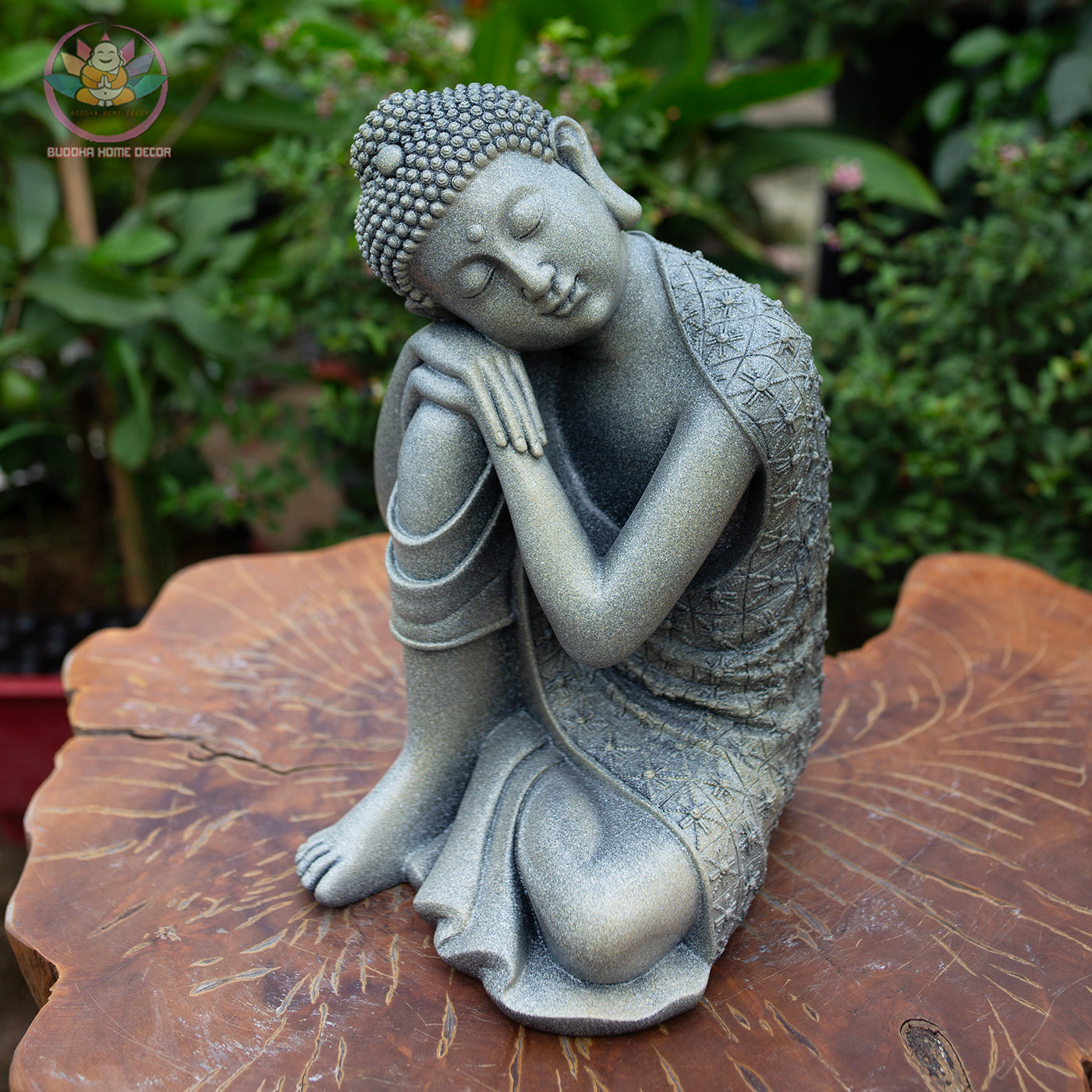 Resting Buddha Statue – 14.2" (36cm) Peaceful Meditation Figure | Handcrafted Resin Sculpture | Zen Decor in 3 Colors | Vietnamese Statue