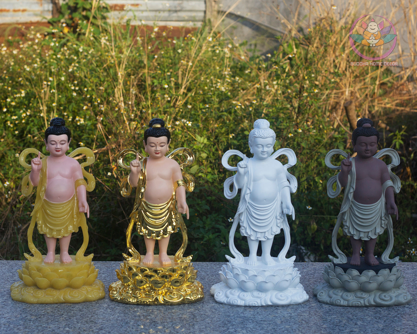 Baby Buddha Statue 15.7" – Resin Prince Siddhartha Birth of Buddha Figurine, Phật Đản Sanh Sculpture for Vesak, Buddhist Altar Decor