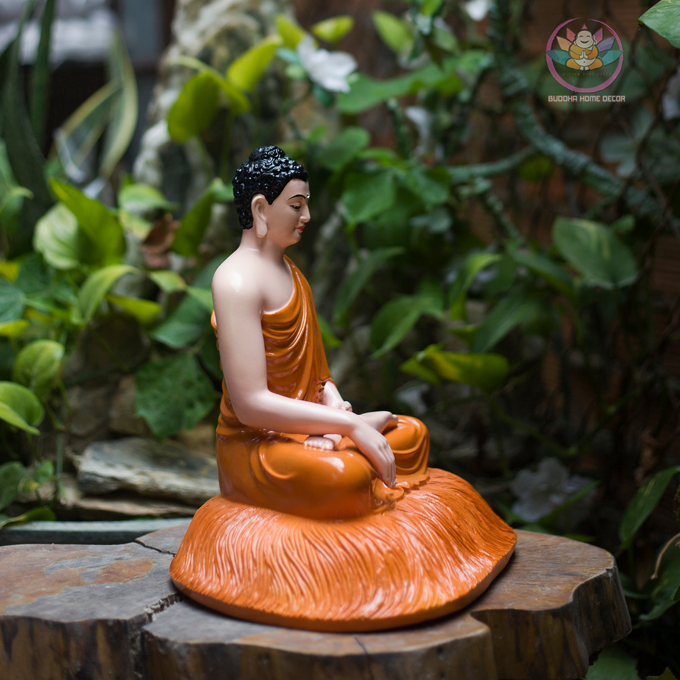 Yellow Robe Shakyamuni Buddha Statue – 11.8" Resin Sculpture on Lotus Base | Serene Meditation Decor & Spiritual Gift