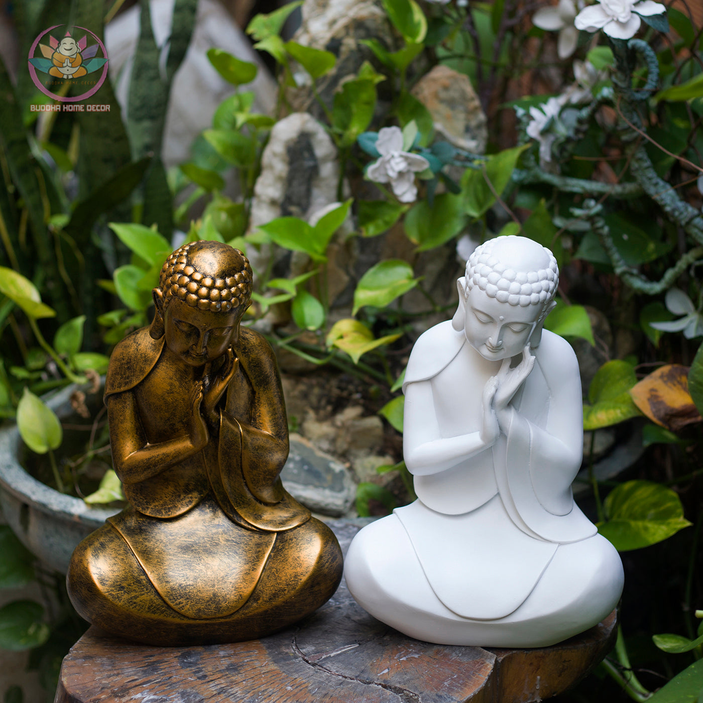 Minimalist Peaceful Buddha Statue – 13.8" (35cm) Minimalist Resin Sculpture | Handcrafted Zen Decor | Modern Meditation Gift