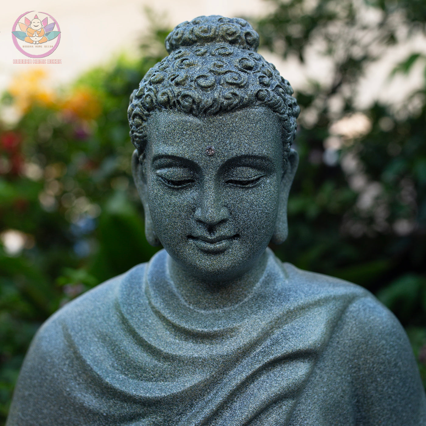 Granite-Style Buddha Statue – 19.7" (50cm) Vitarka Mudra | Shakyamuni Turning Dharma Wheel | Stone-Look Resin Sculpture | Vietnam Handmade