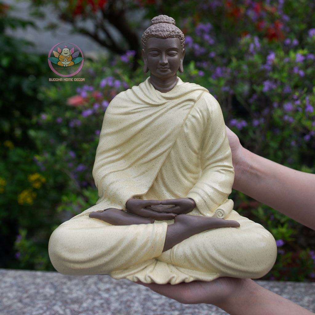 Beige Shakyamuni Buddha Statue – Handmade Meditation Buddha Decor