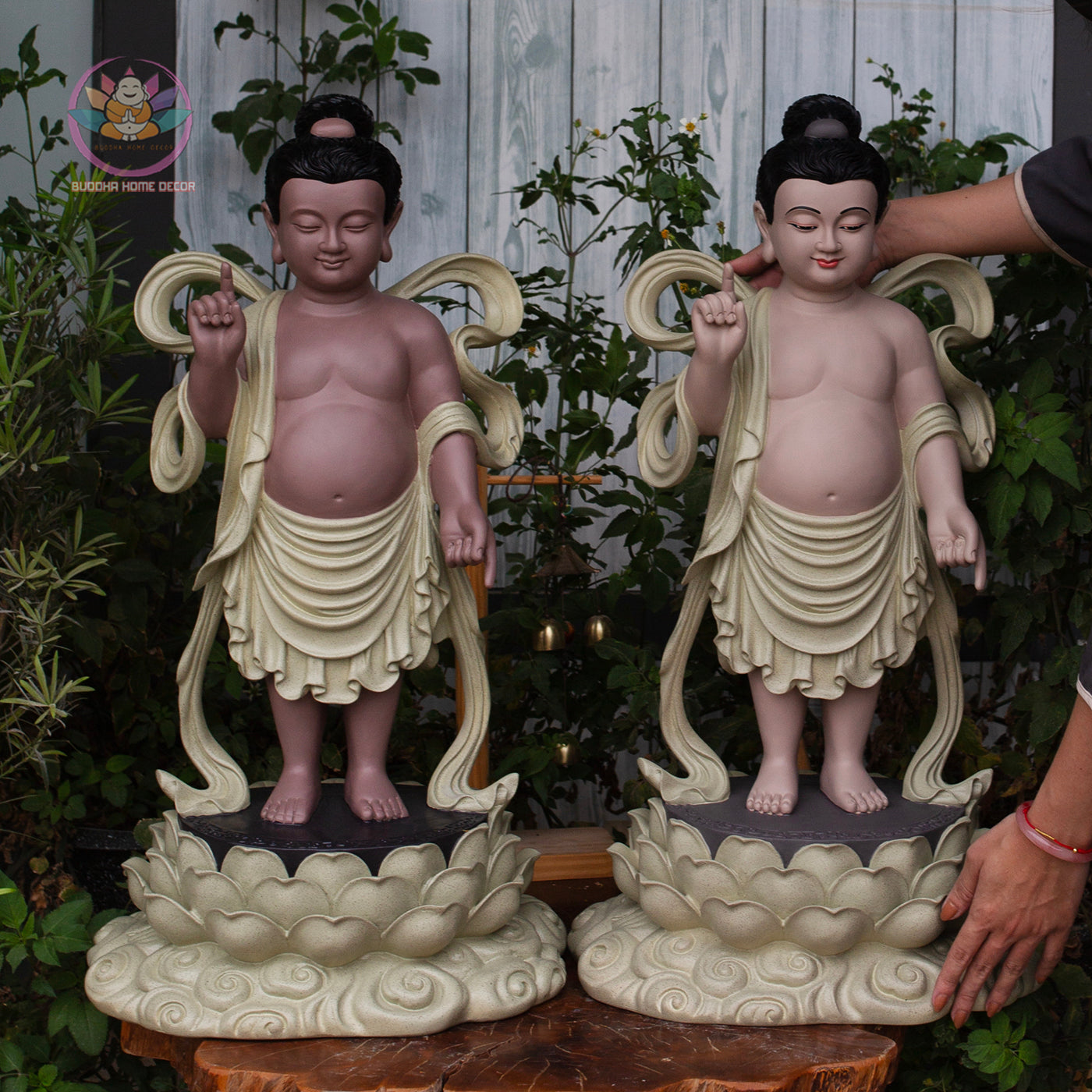 Baby Buddha Statue – Resin Prince Siddhartha Birth of Buddha Sculpture, Phật Đản Sanh Figurine, Vesak Altar Zen Home Decor (27.5")