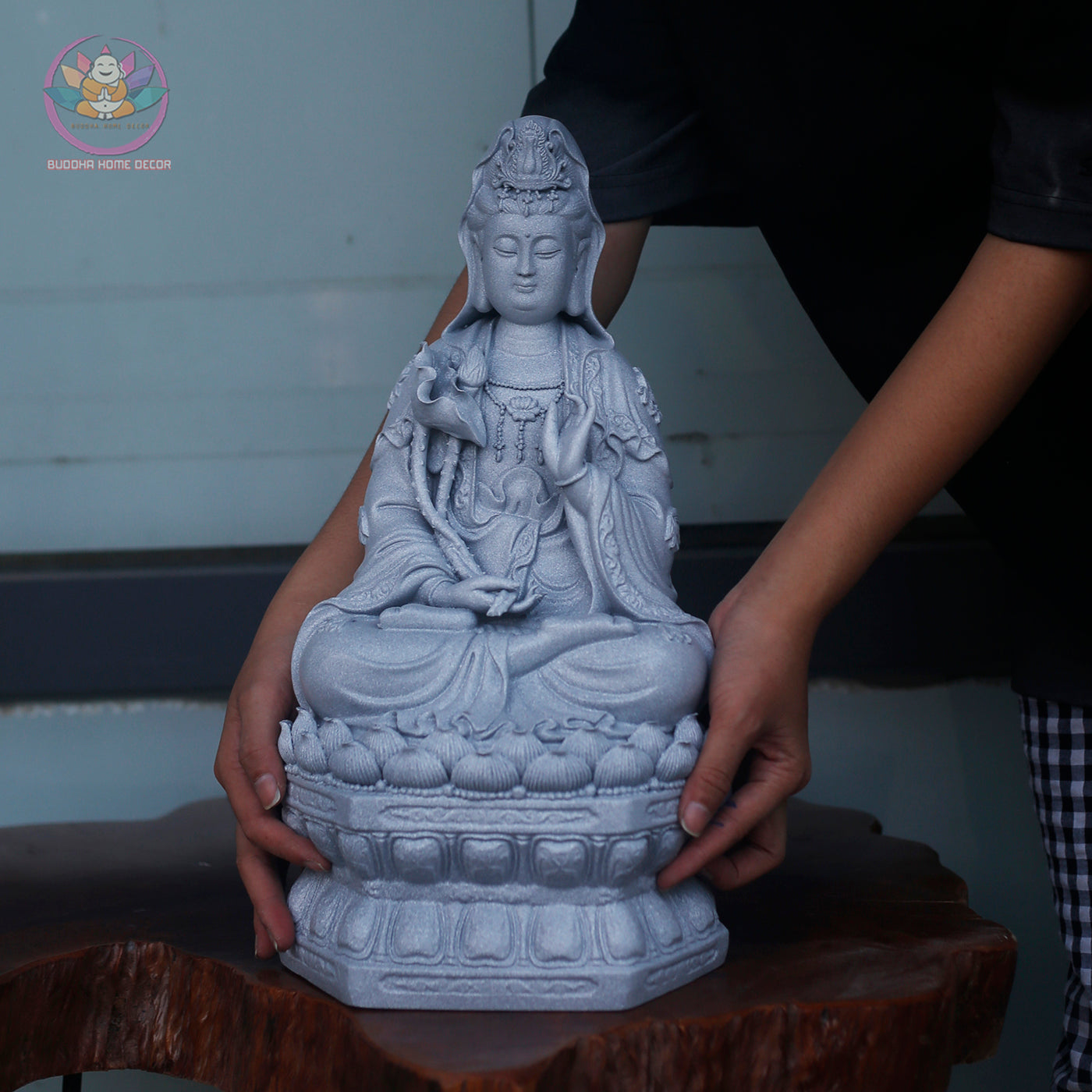 Seishi Bodhisattva Statue 15.7” | Mahasthamaprapta Figurine | Resin Sculpture for Altar, Zen Home, Meditation, Buddhist Gift