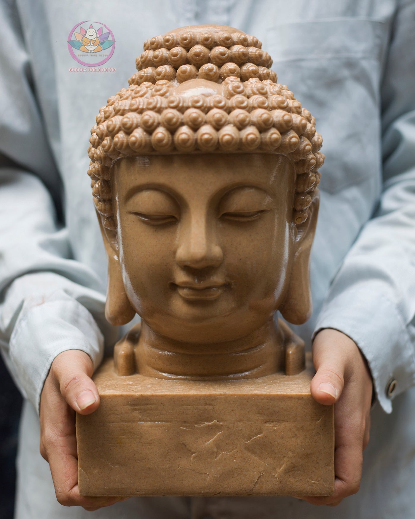 Buddha Head Statue | Composite Resin and Stone Powder | 30 cm / 40 cm | Zen and Home Altar Decor