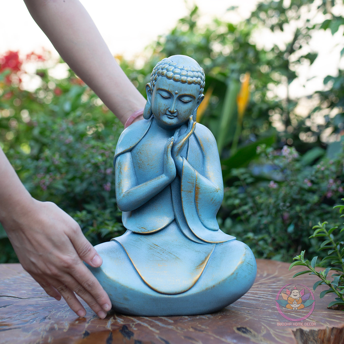 Peaceful Buddha Statue – Blue Serenity Resin Sculpture – Zen Meditation Decor, Buddhist Altar Ornament, Mindfulness Spiritual Gift