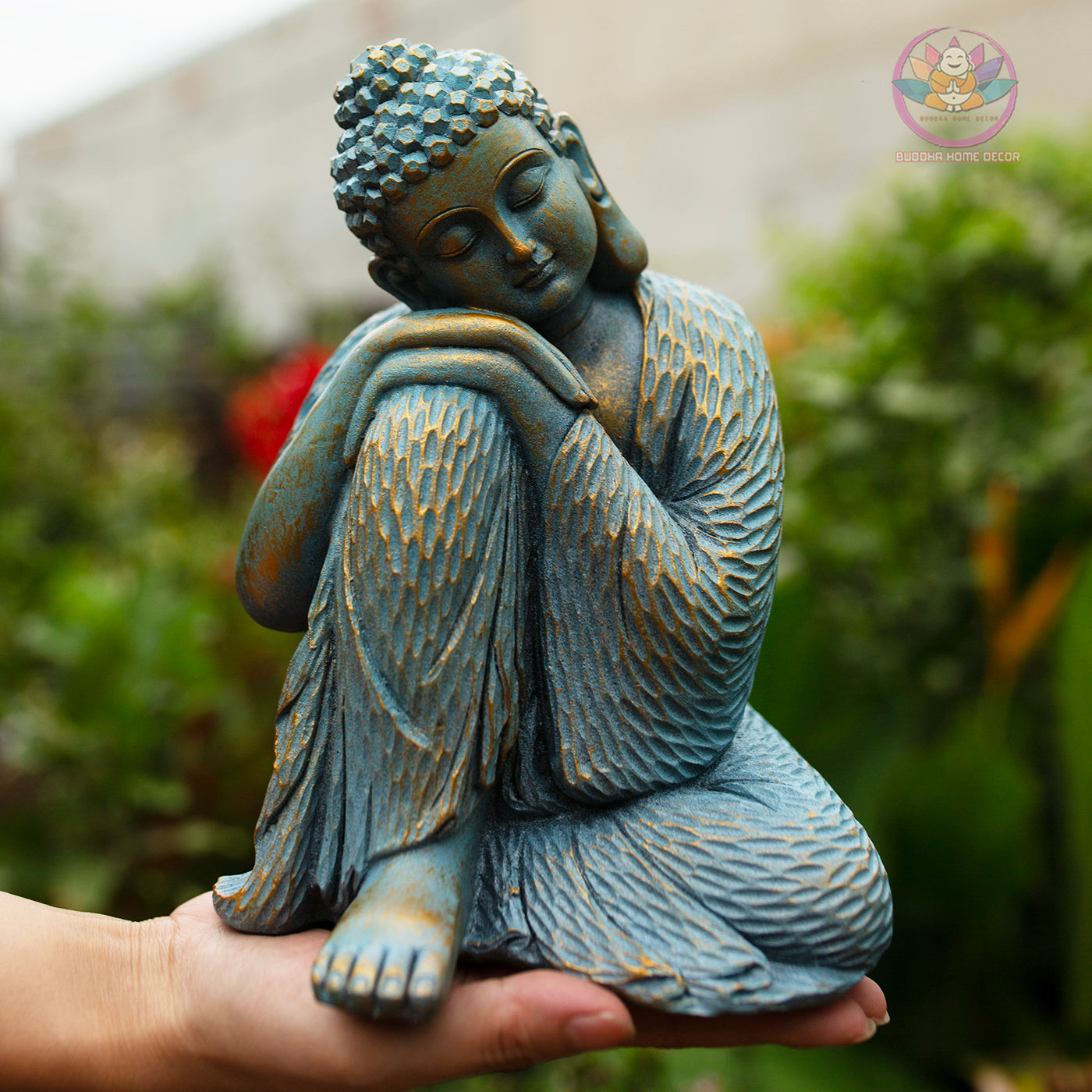 Blue Resting Buddha Statue | Peaceful Buddha Figurine | Zen Home & Garden Decor | Meditation, Yoga Studio, Altar Gift