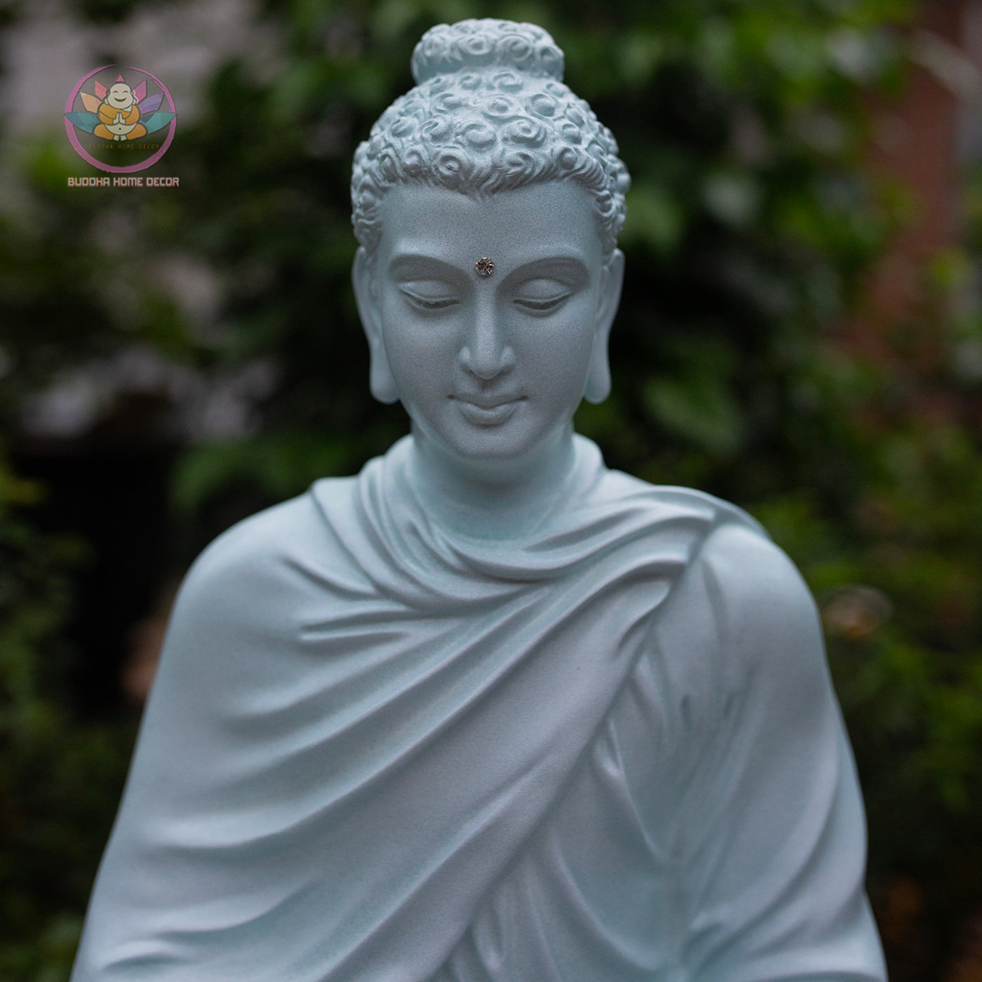 Shakyamuni Buddha Statue 14.5" – Greyish Teal Finish Seated Meditation Buddha