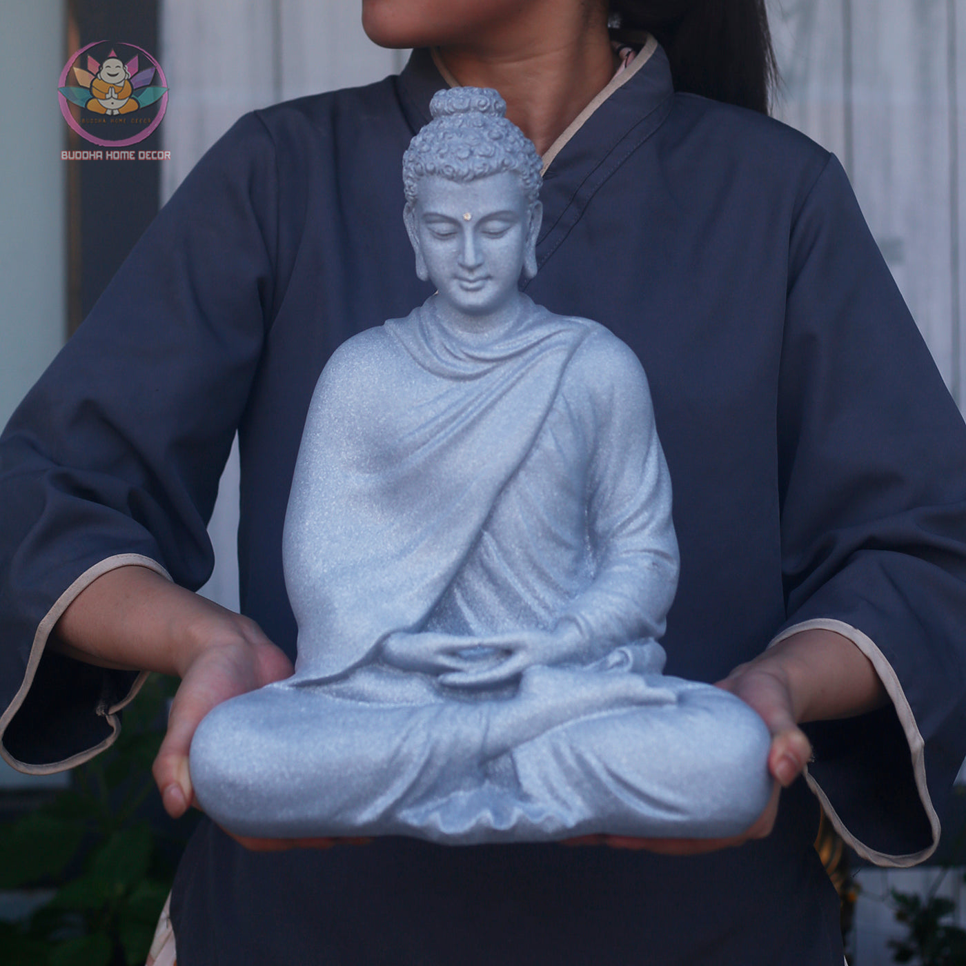 Antique Bronze Shakyamuni Buddha Statue – 13.7" Resin Sculpture | Vintage Look for Meditation, Home Altar & Spiritual Gift