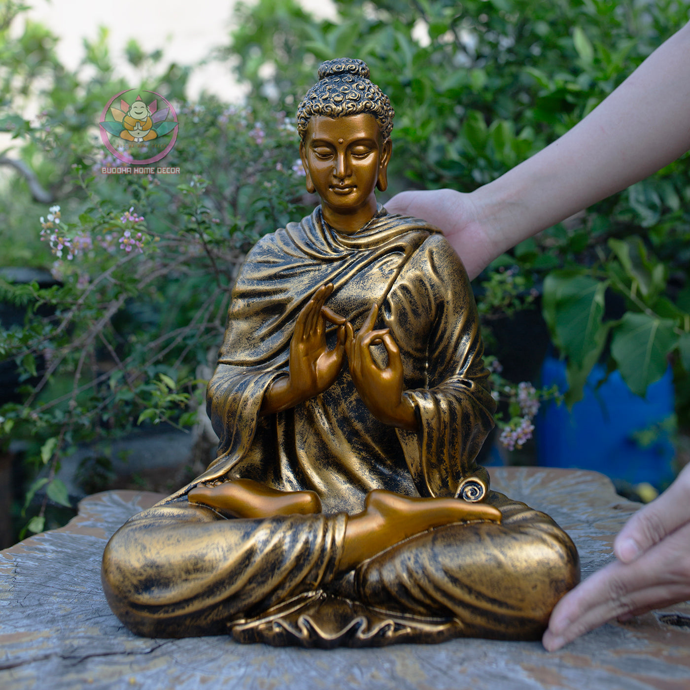 Shakyamuni Buddha Dharmachakra Mudra Statue, Antique Bronze Finish, Handcrafted Buddhist Sculpture, Meditation Zen Decor, Spiritual Gift