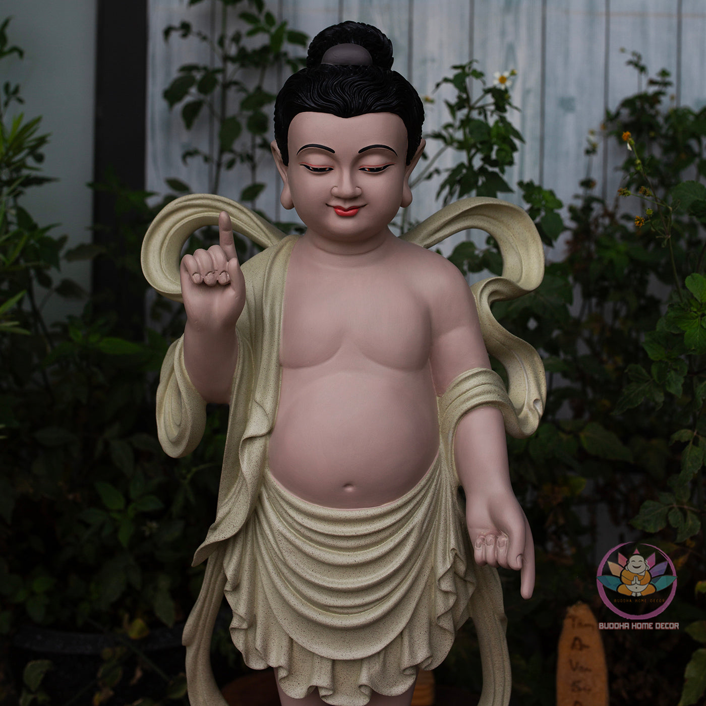 Baby Buddha Statue – Resin Prince Siddhartha Birth of Buddha Sculpture, Phật Đản Sanh Figurine, Vesak Altar Zen Home Decor (27.5")