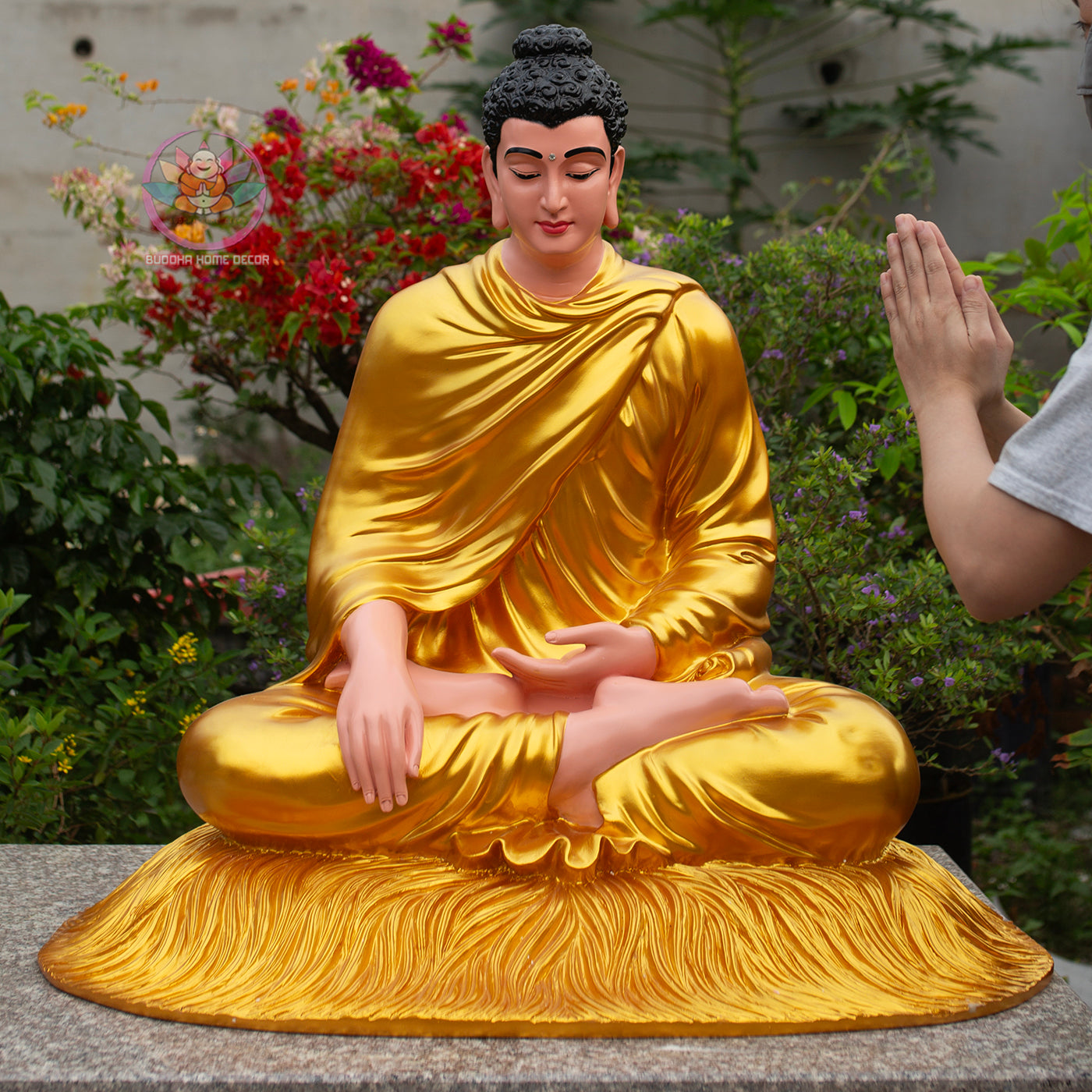 33.4" Golden Shakyamuni Buddha Statue – Handmade Meditation Buddha Home Decor