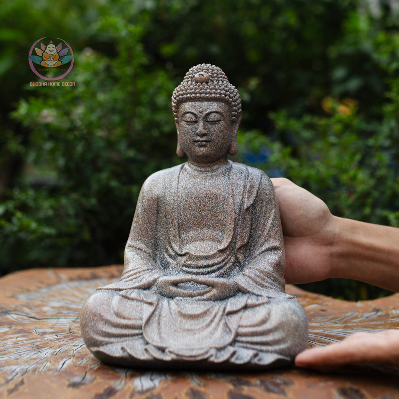 Shakyamuni Buddha Statue in Meditation – Serenity Resin Sculpture, Granite Stone Finish