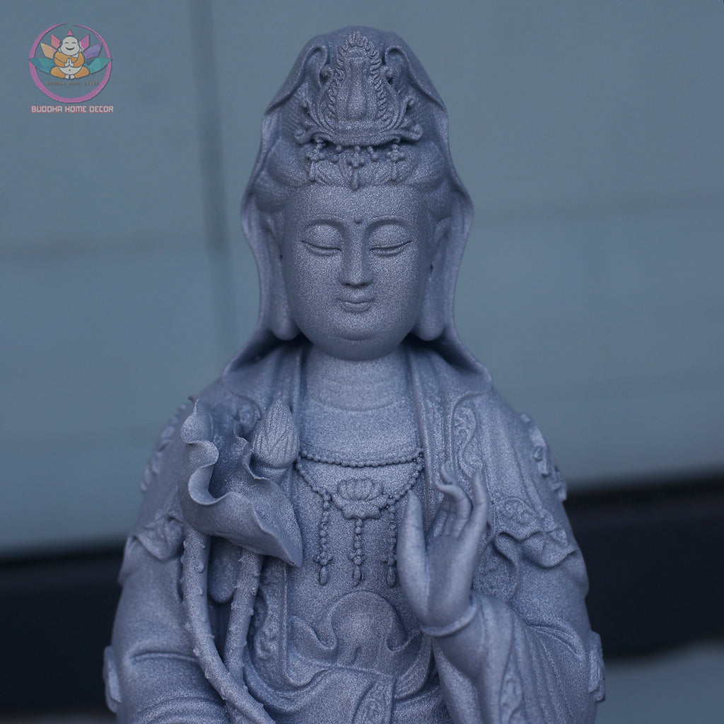 Seishi Bodhisattva Statue 15.7” | Mahasthamaprapta Figurine | Resin Sculpture for Altar, Zen Home, Meditation, Buddhist Gift