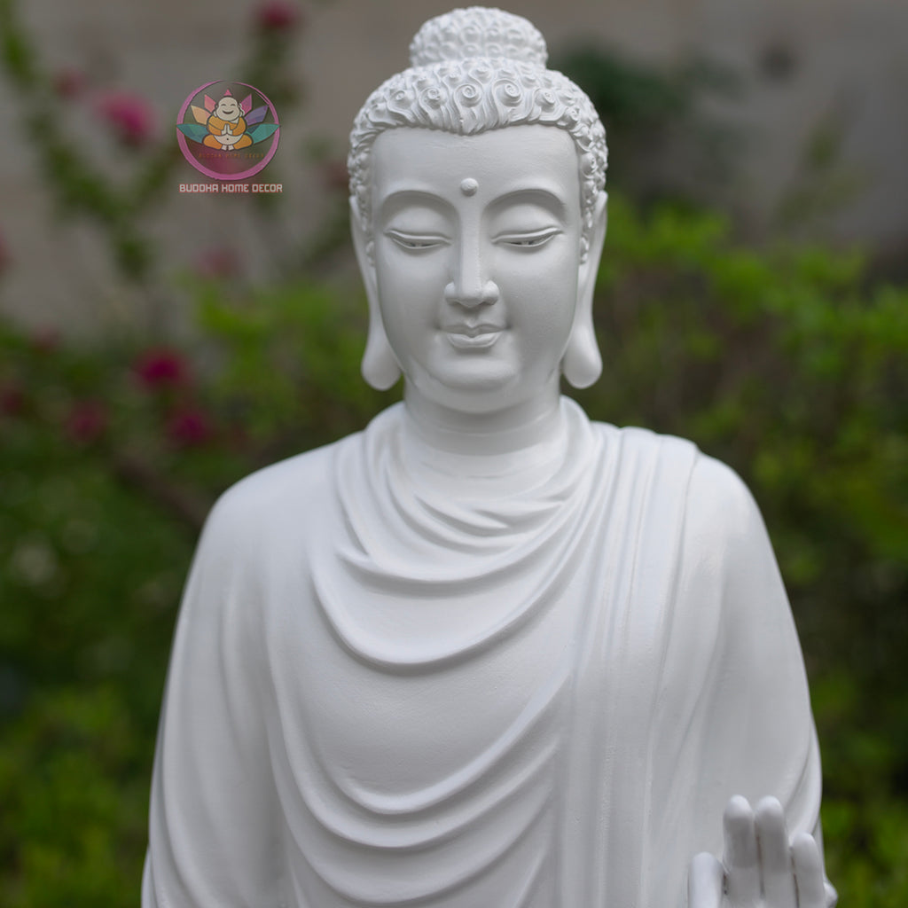 Standing Shakyamuni Buddha Statue, Blessing Buddha Sculpture, Abhaya Mudra Buddha, Zen Spiritual Decor, Buddhist Home Altar Statue
